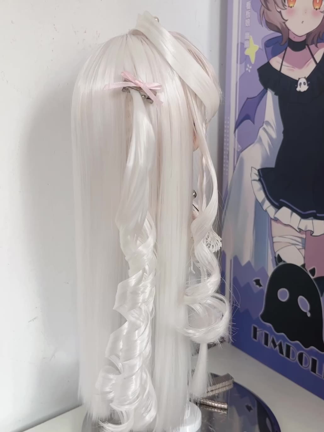 White Doll Wig with Braids and Curls