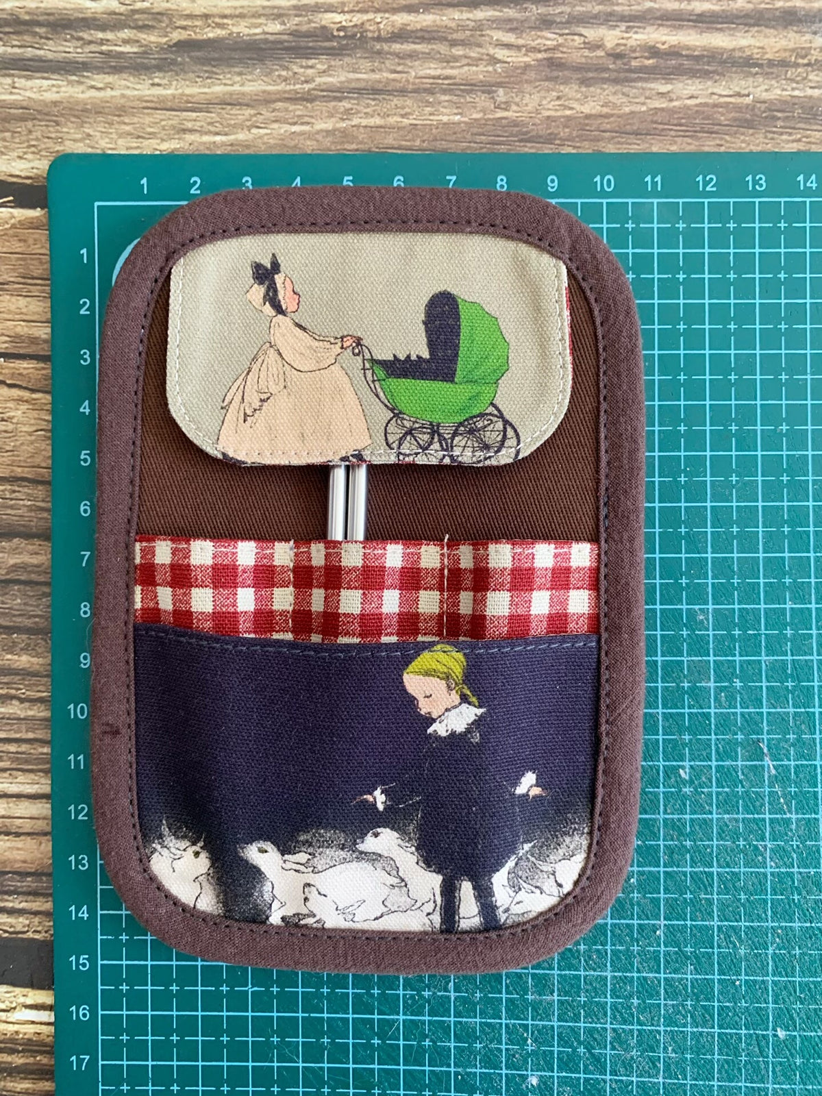 Patchwork Knitting Needle Holder Pouch