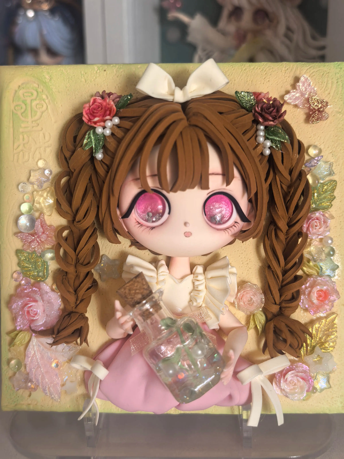 Handmade Clay Girl Figurine Frame 10cm