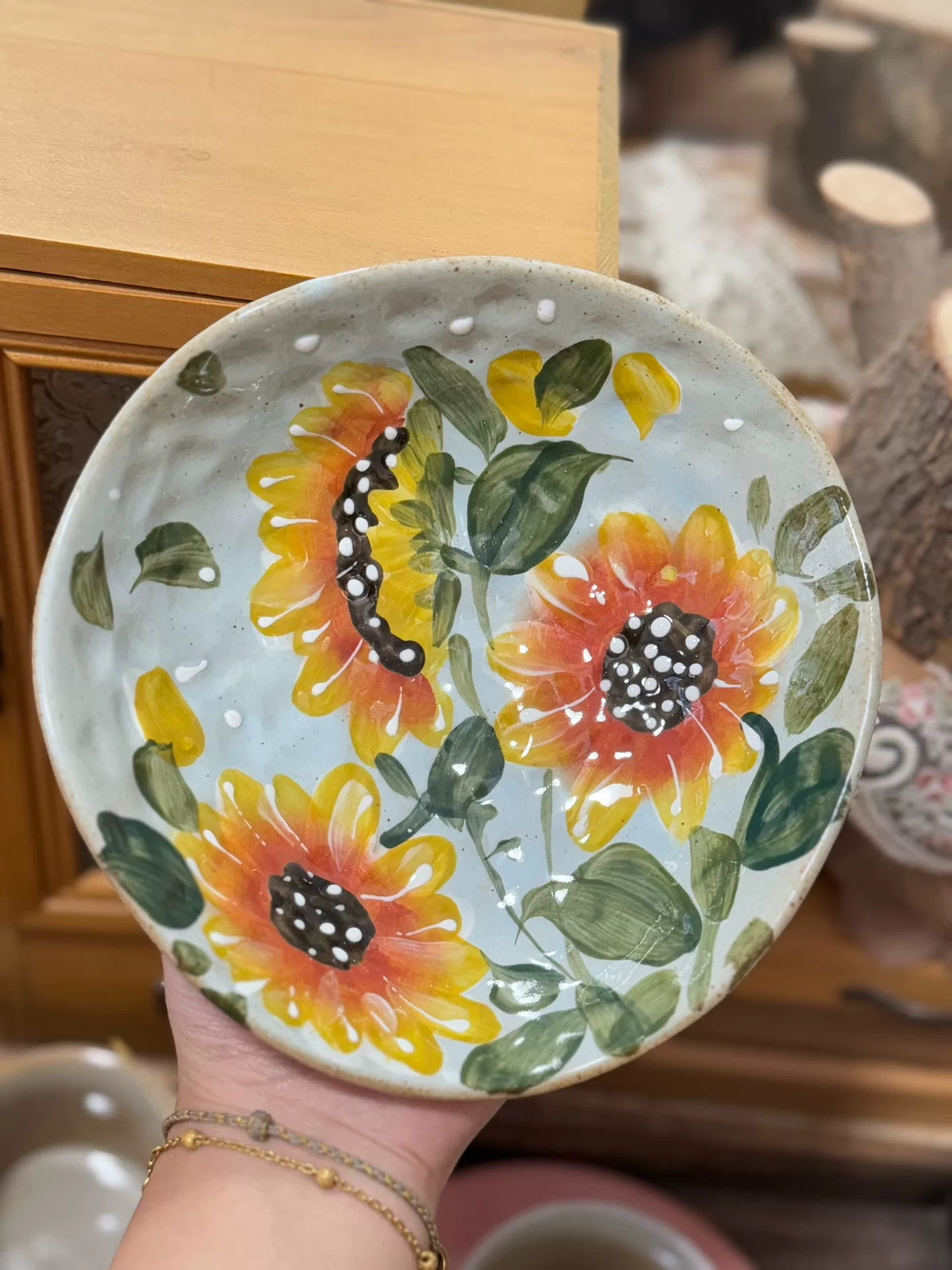 Hand Painted Sunflower Ceramic Plate