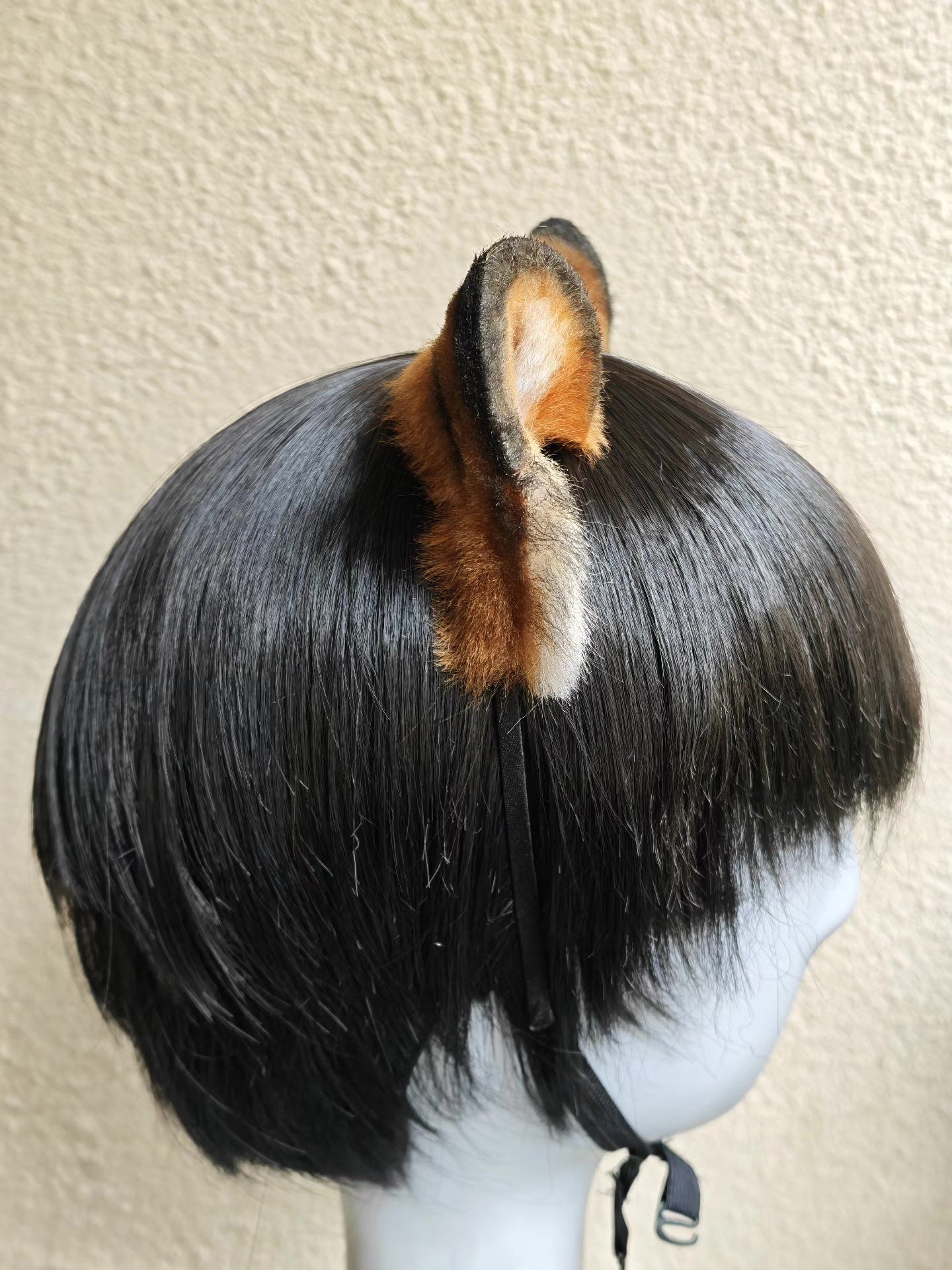 Handmade Tiger Ears, Orange-Brown with Black Stripes and Tips