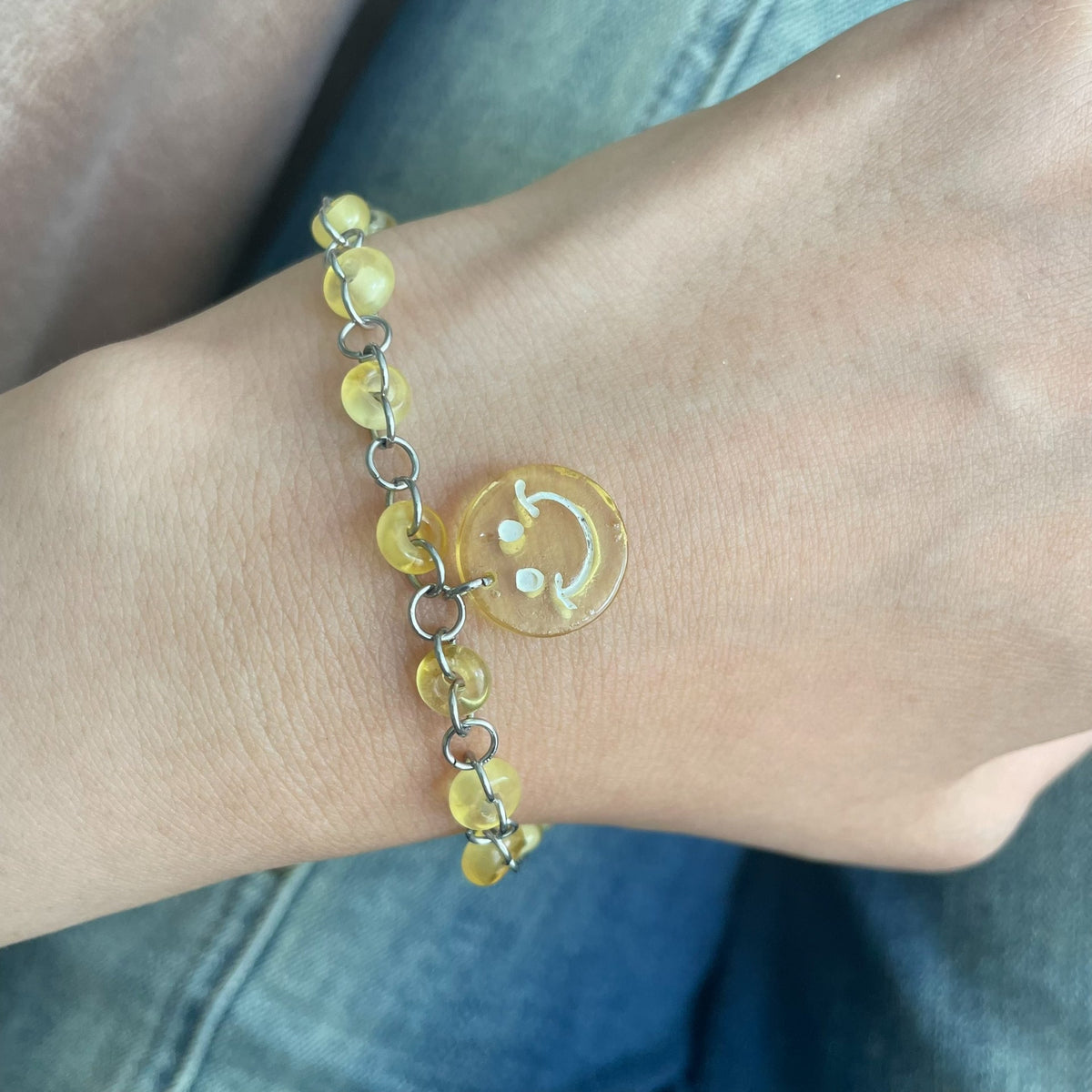 Natural Honey Amber Interlocking Ring Bracelet