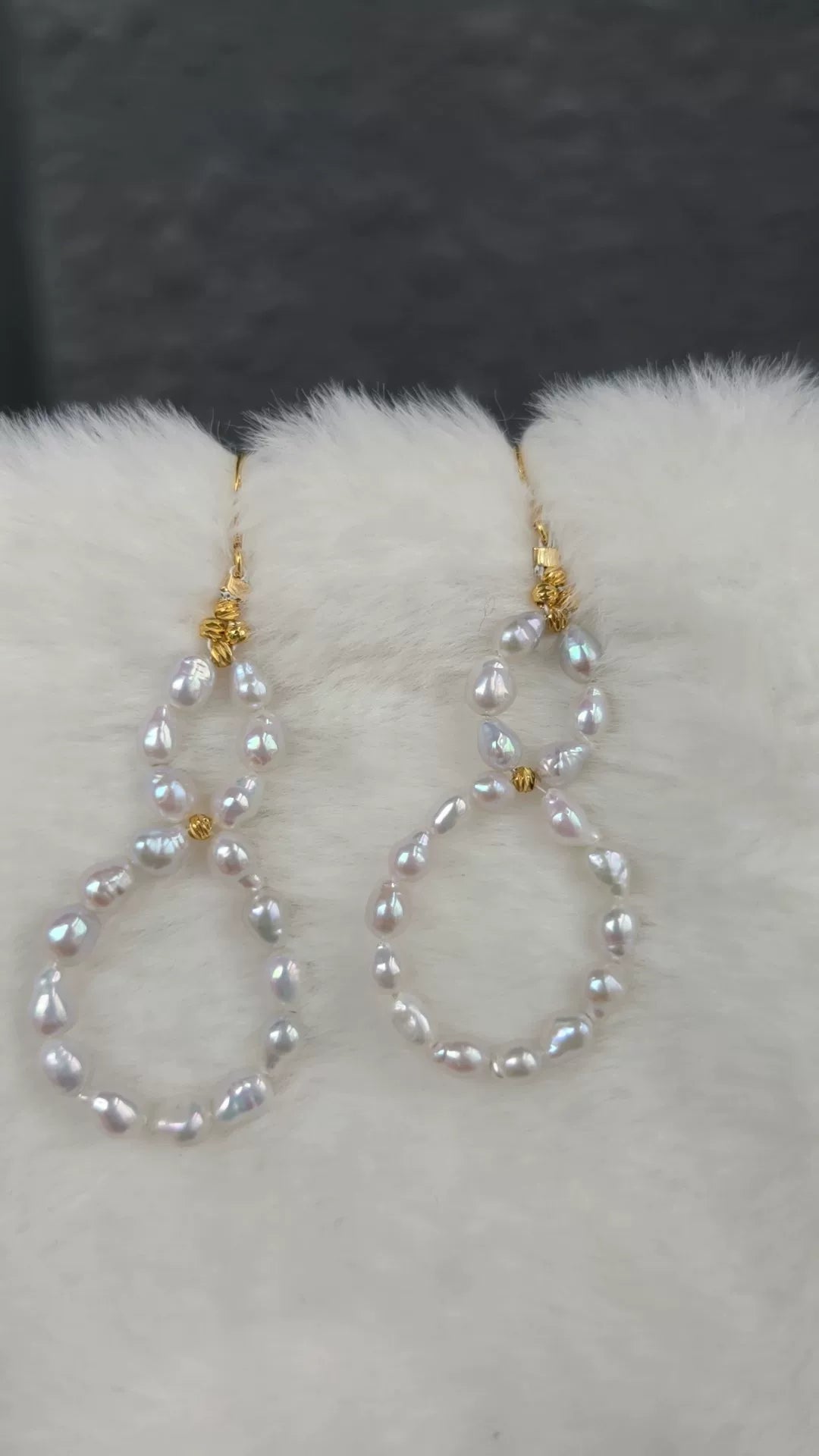 Baroque Freshwater Pearl Infinity Earrings 925 Silver