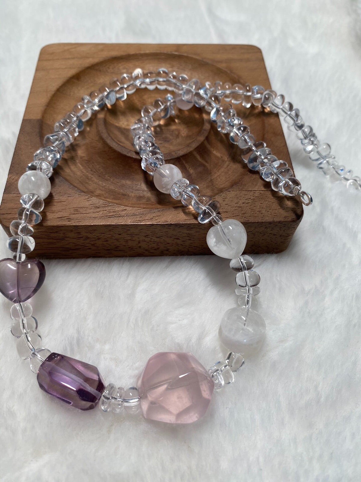 Natural Crystal Beaded Necklace Mixed Quartz
