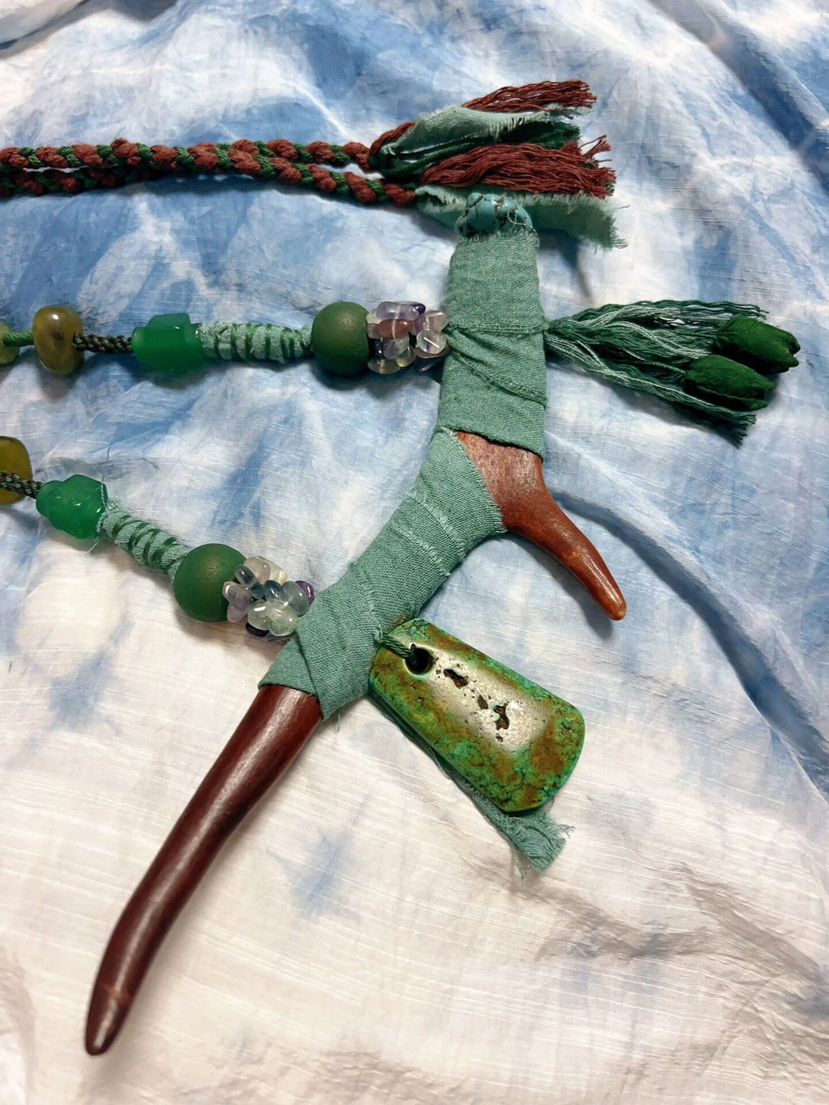 Handcrafted Reindeer Antler Turquoise Fluorite Necklace