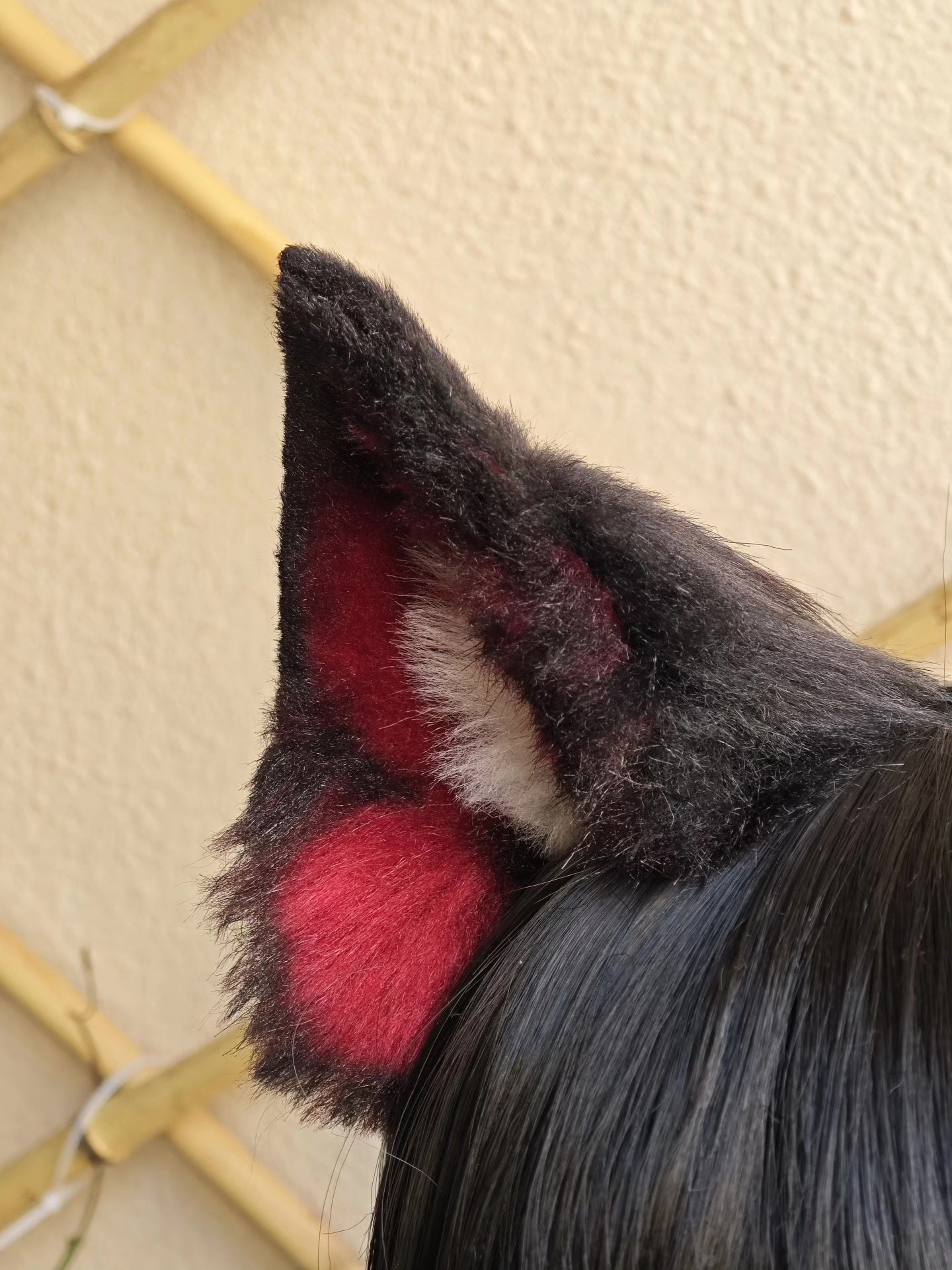 Handmade Red and Black Dog Ears Headwear