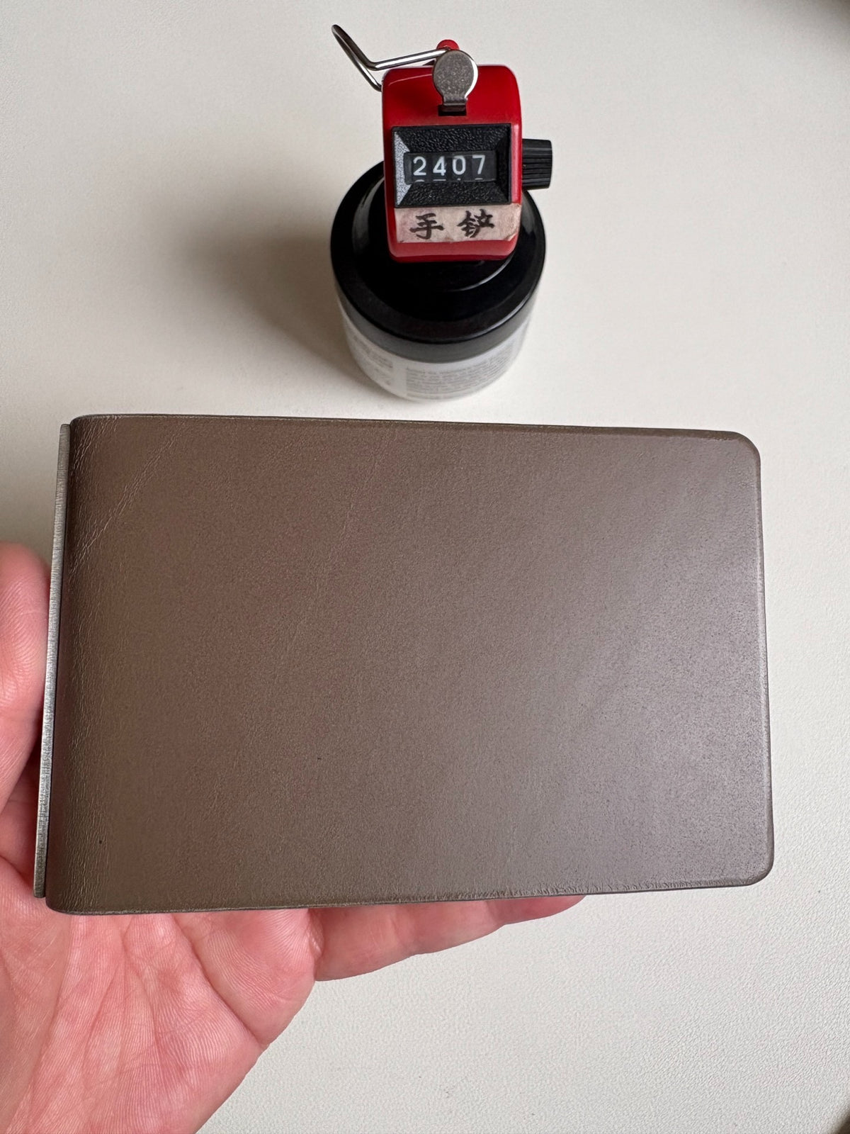 Buttero Leather Binder Six-Ring Khaki Grey
