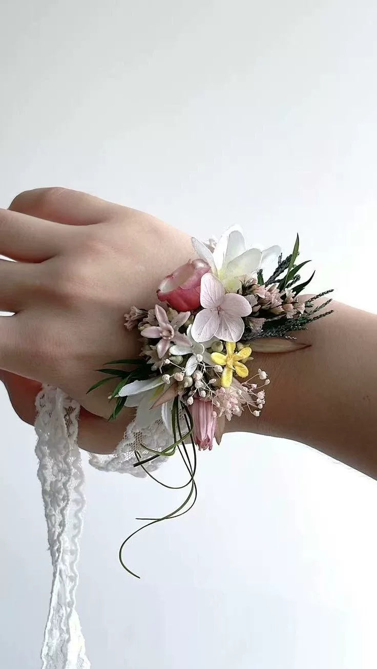 Pulseira de Flores de Rosa Preservadas