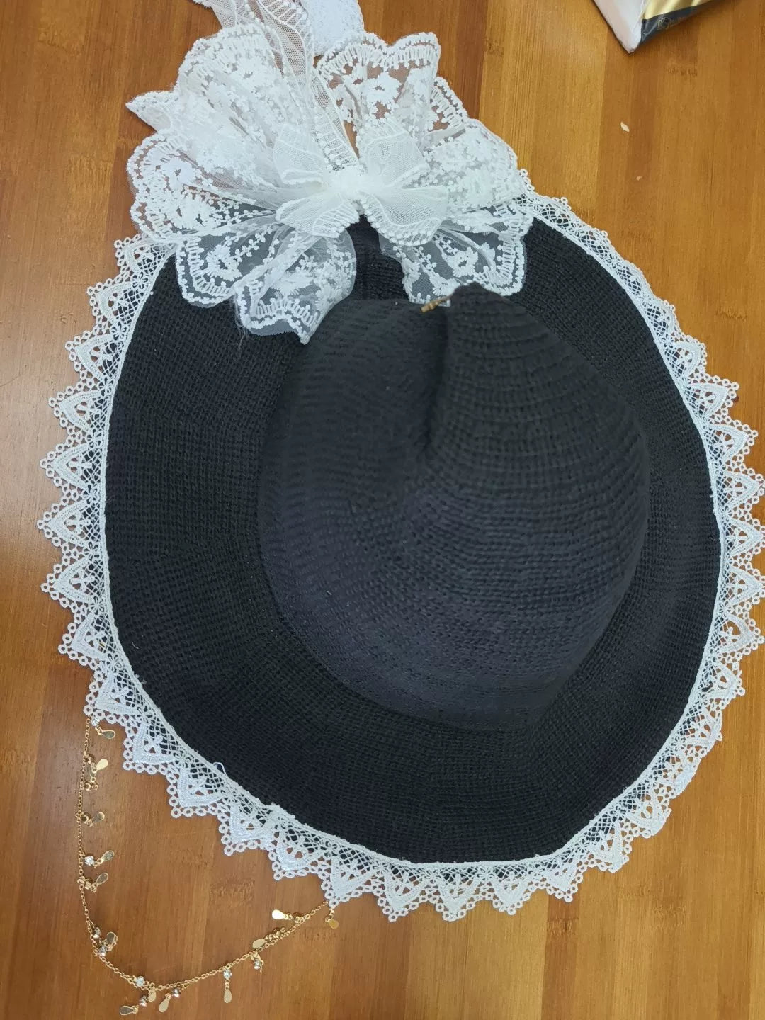 Black Lace Wide Brim Gothic Witch Hat