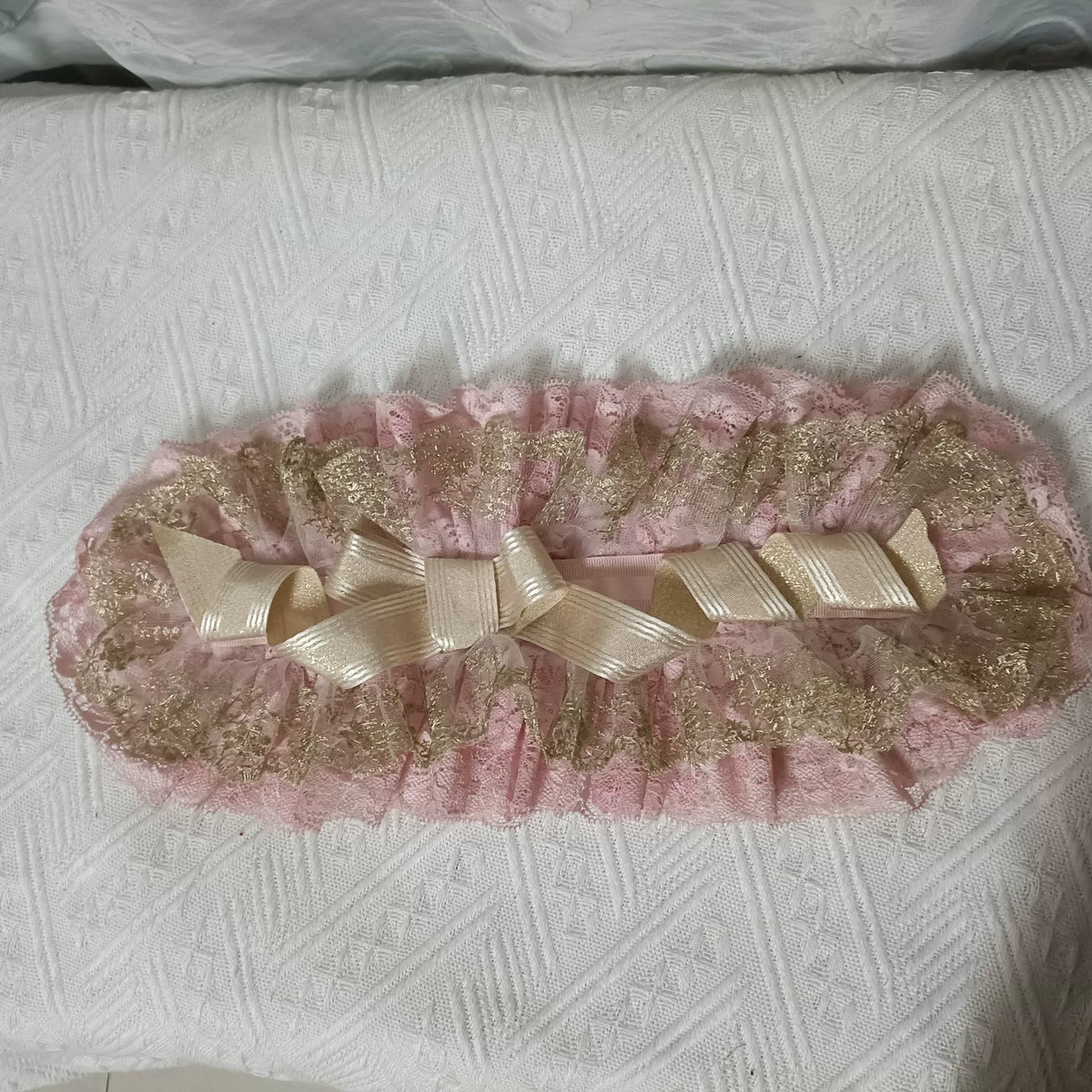 ピンクレースのダブルレイヤー ロリタヘッドバンド