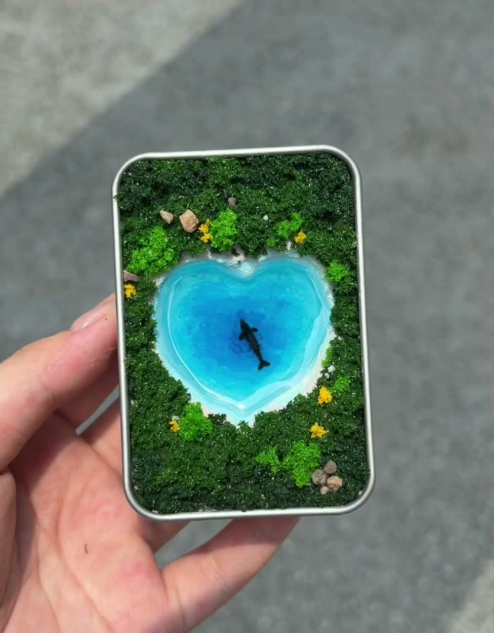 Metal Diorama Box with Whale Scene