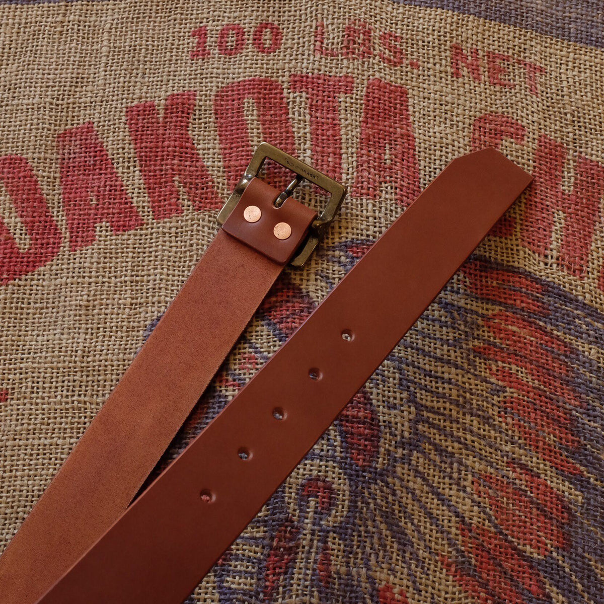 Vegetable Tanned Leather Belt 40mm Brass Buckle