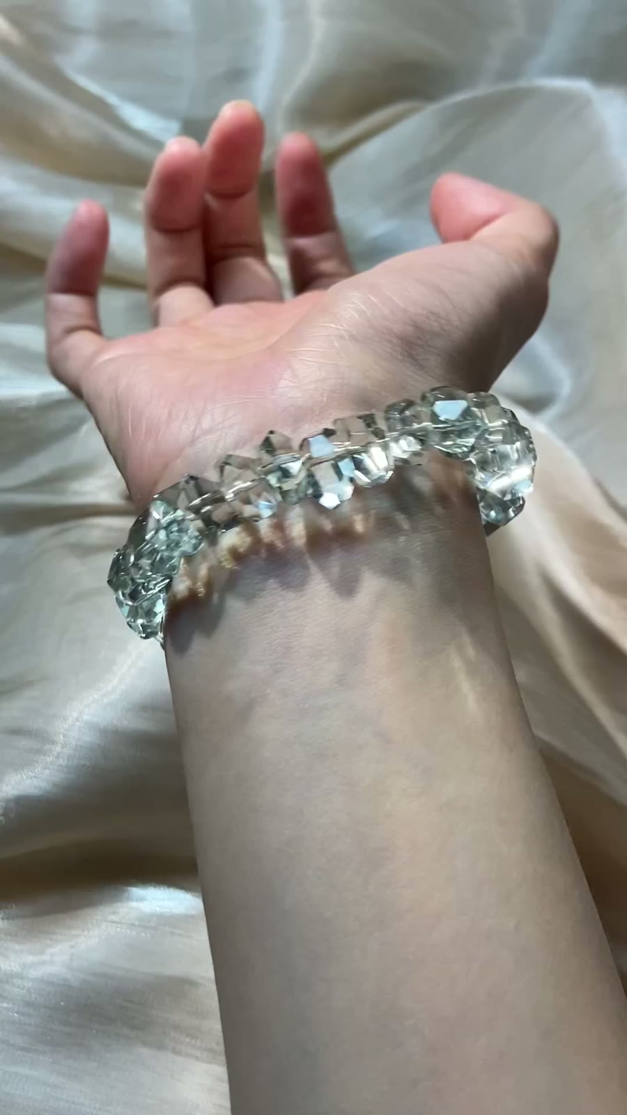 Natural Green Crystal Faceted Bead Bracelet