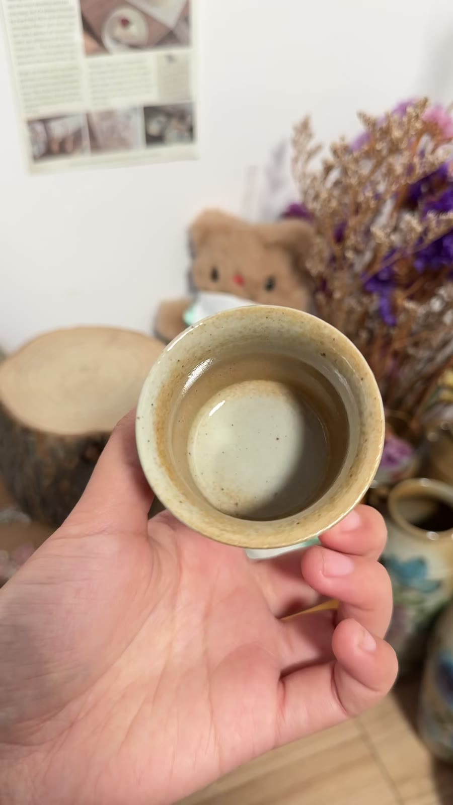 Handmade Panda Flower Ceramic Tea Cup 70cc