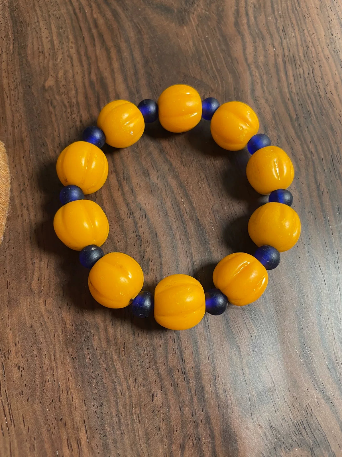 Old Tianjin Glass Melon Bead Bracelet