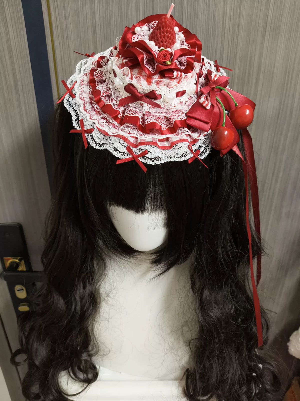 Handmade Wine Red Lolita Mini Hat