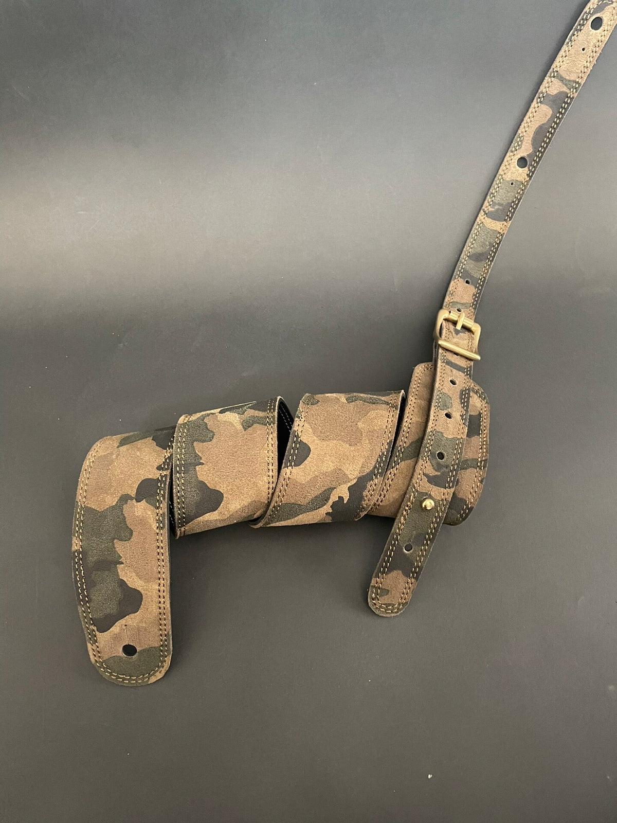 Handmade Italian Leather Camouflage Guitar and Bass Strap