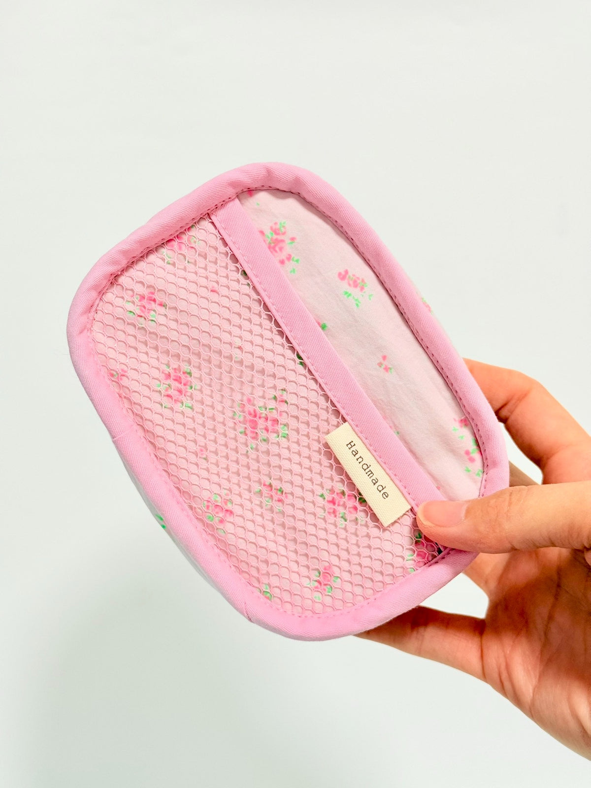 Fluorescent Pink Quilted Storage Bag with Pom Pom