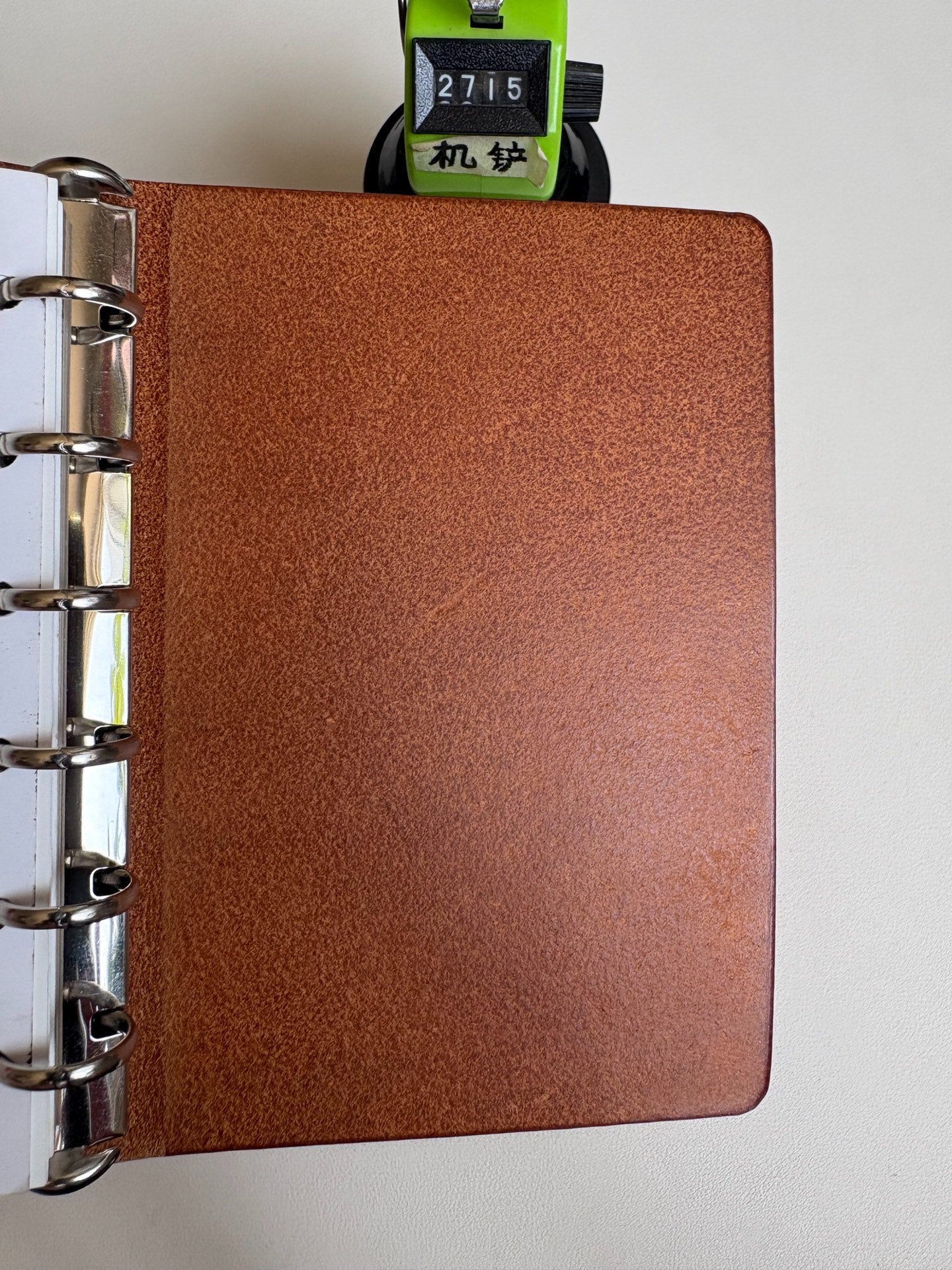 A7 Pueblo Leather Ring-Bound Notebook Cover with Silver Metal Rings