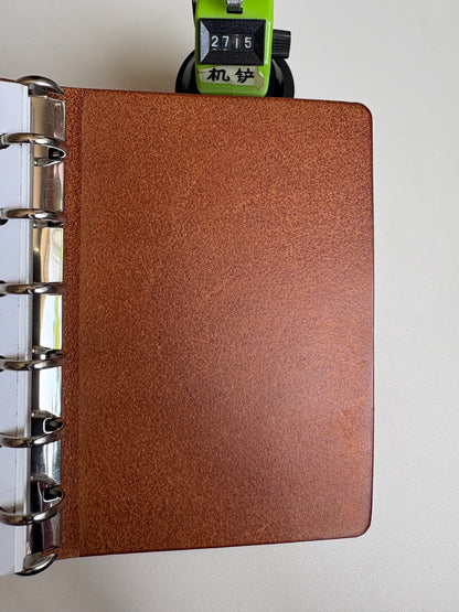 A7 Pueblo Leather Ring-Bound Notebook Cover with Silver Metal Rings