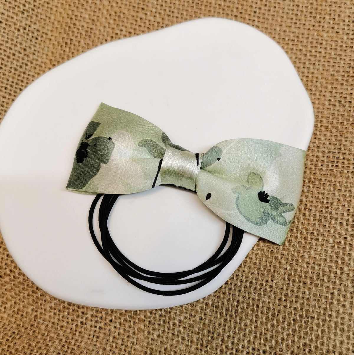 Green Floral Double-Layer Bow Hair Clip