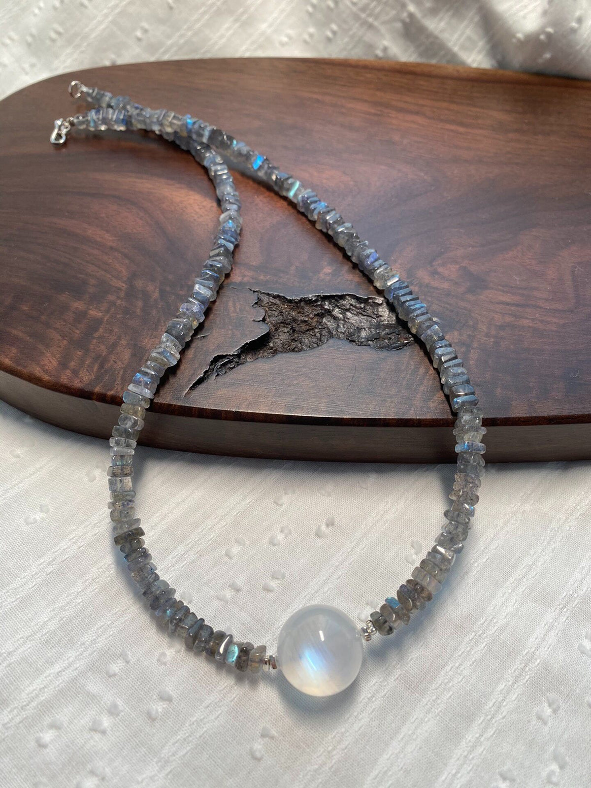 Labradorite Rainbow Moonstone Beaded Necklace