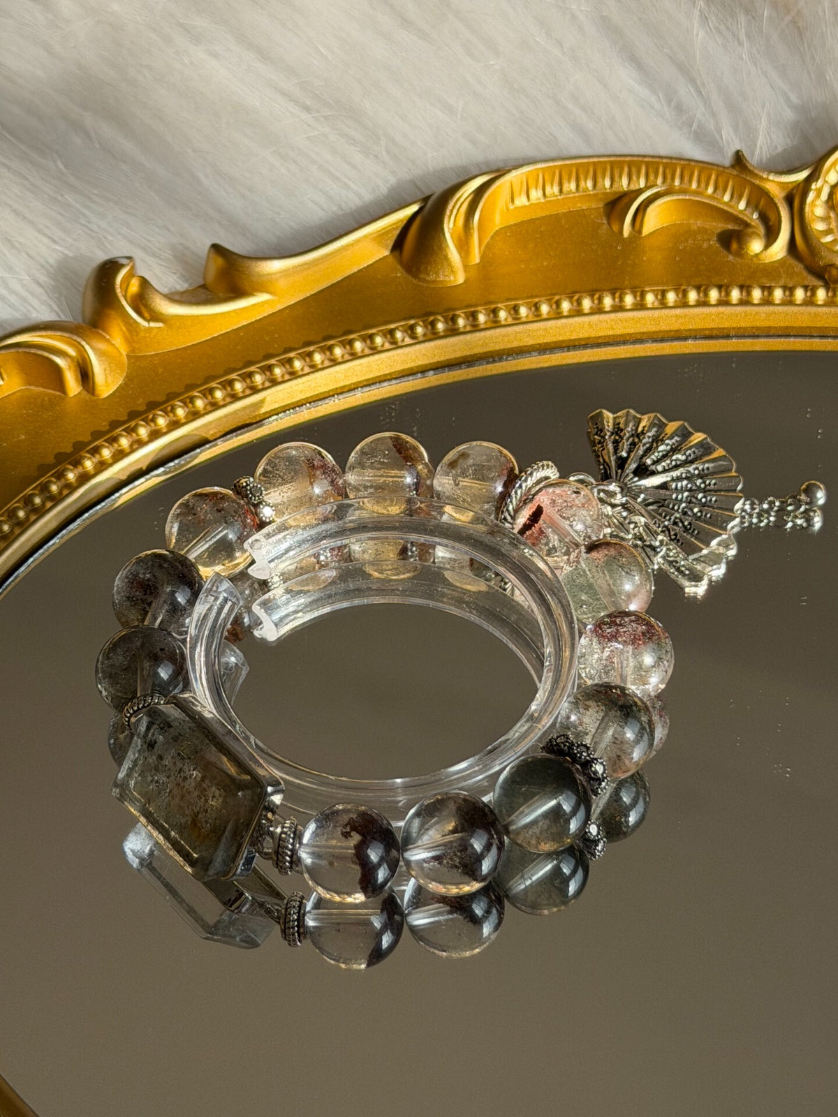 Bracciale in cristallo naturale con perle phantom 13mm