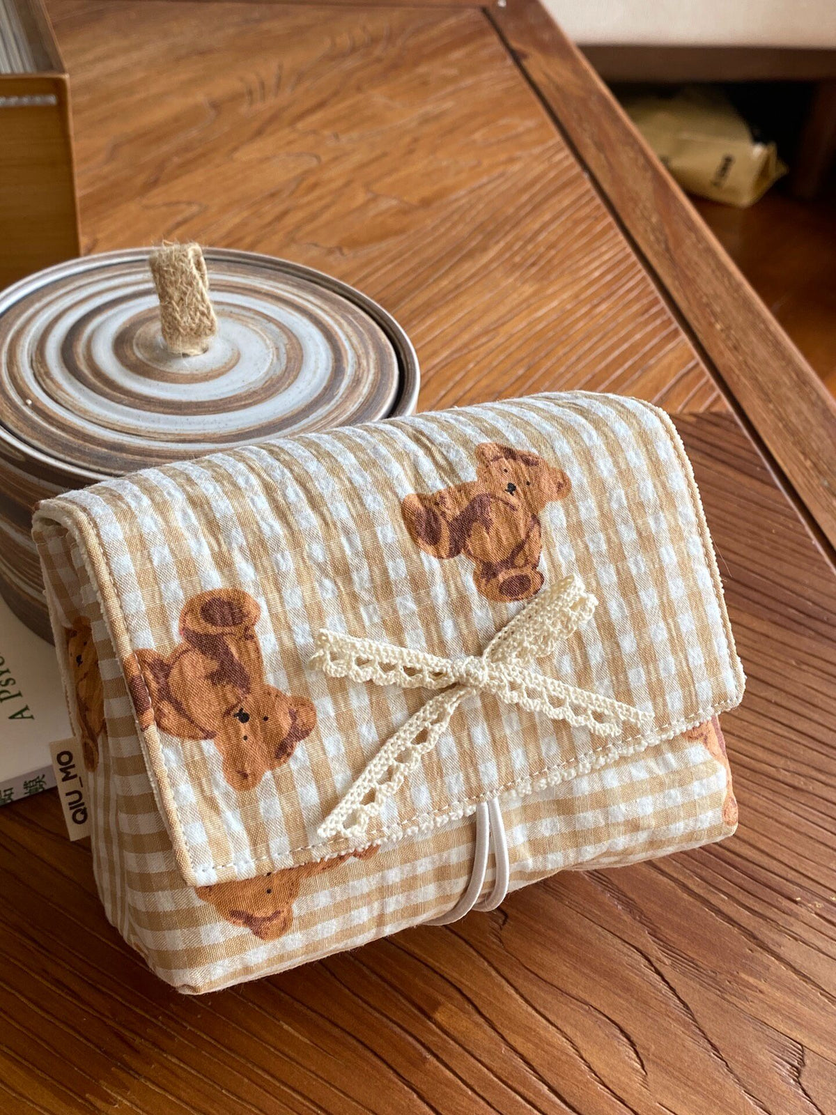 Gingham Bear Camera Storage Case