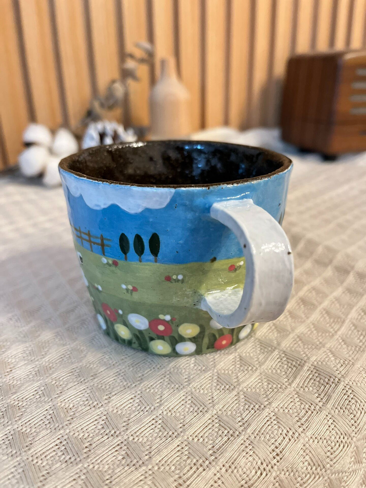 Handcrafted Ceramic Mug Pastoral Design