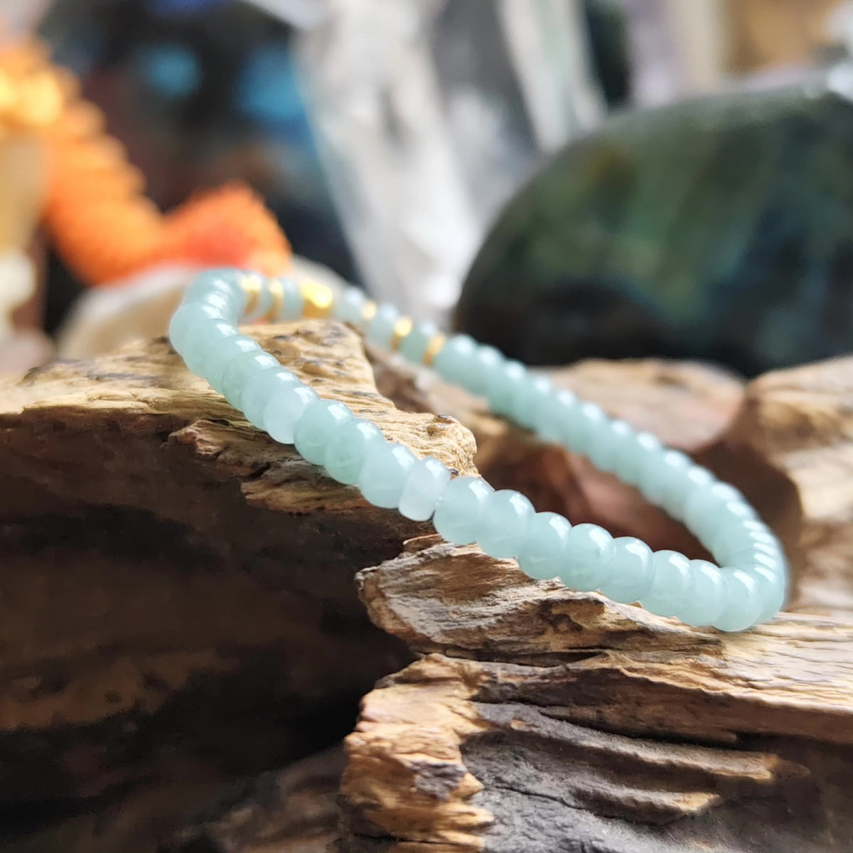 Braccialiale in Giadaite Azzurra con Perle Abacus
