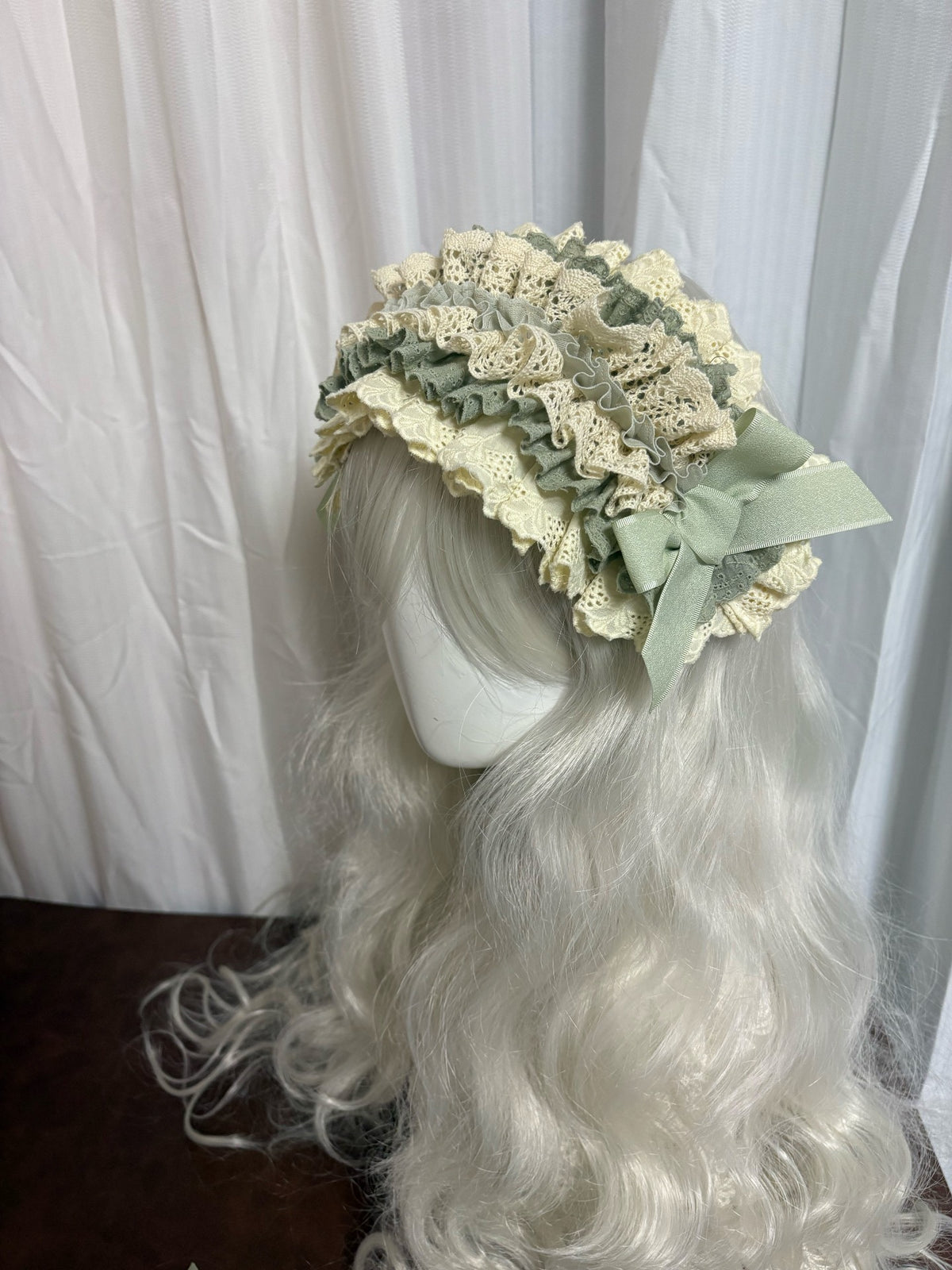 Handmade Ruffled Lace Lolita Bonnet Headdress