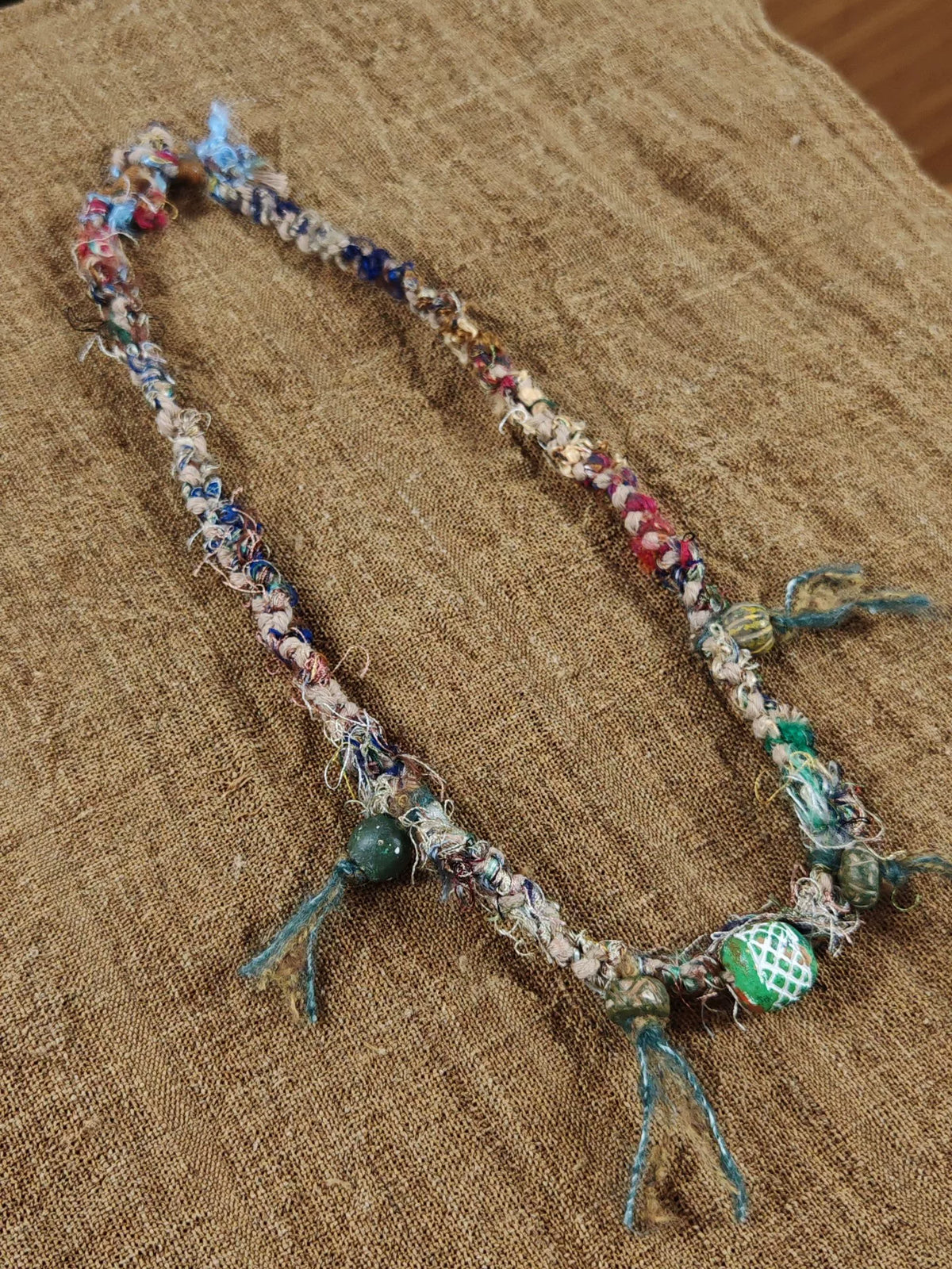 Silk Blend Clay Bead Braided Cord Necklace