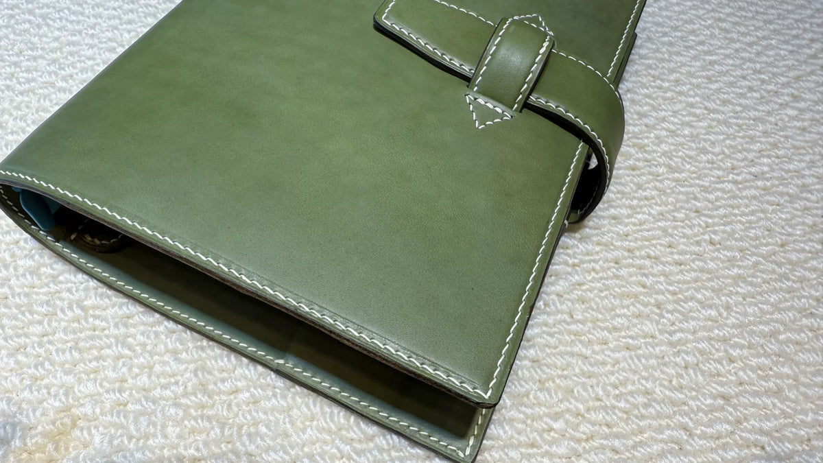 A5 Plannerhoes handgestikt Italiaans leer