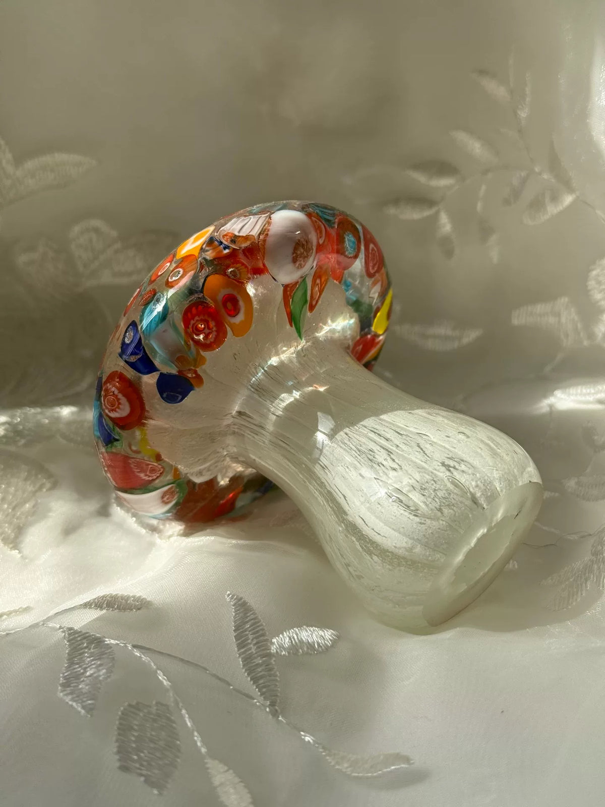 Ornamento Vintage Fungo in Vetro Millefiori Fluorescente