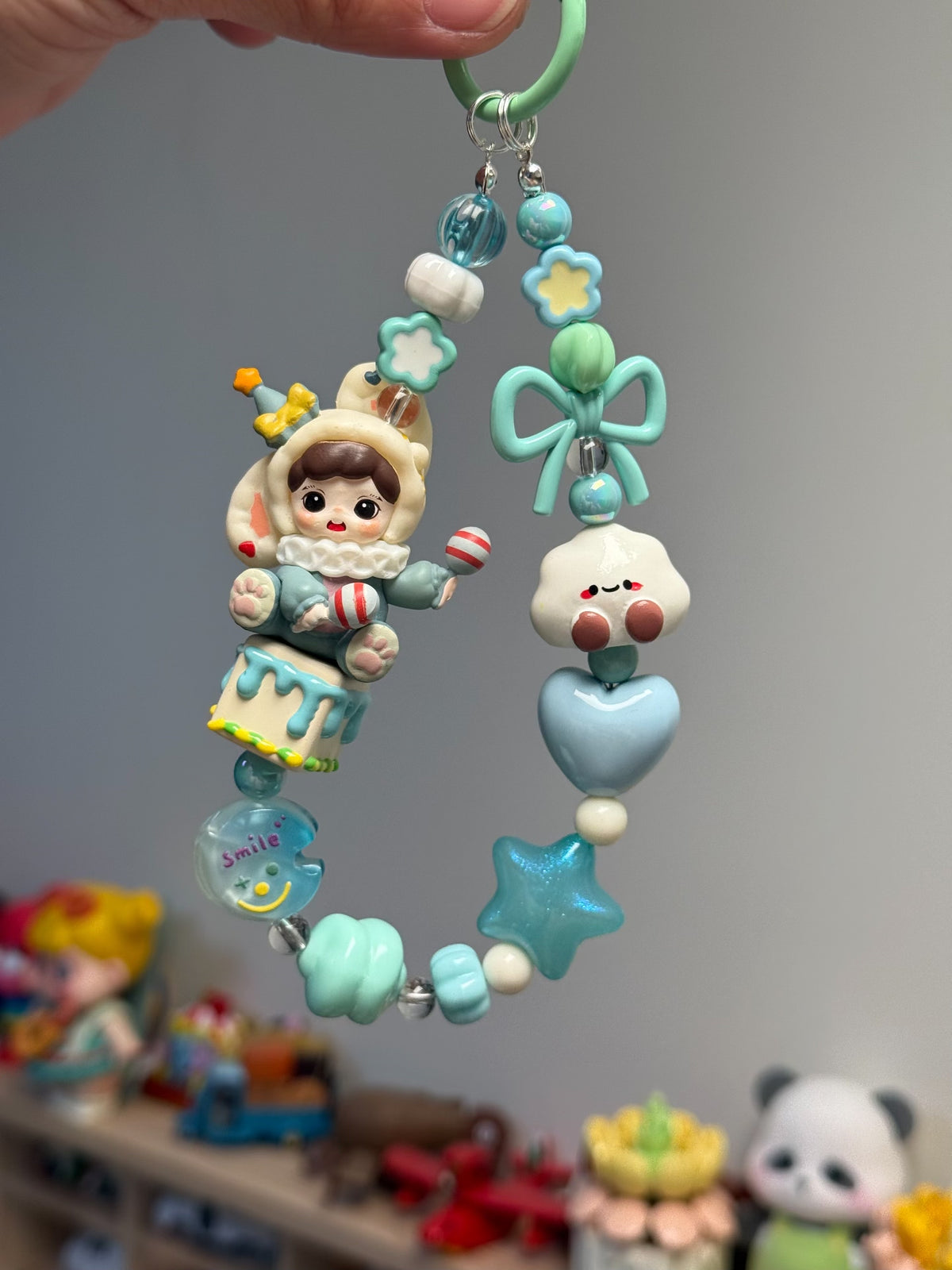 Pastel Beaded Character Phone Charm Keychain