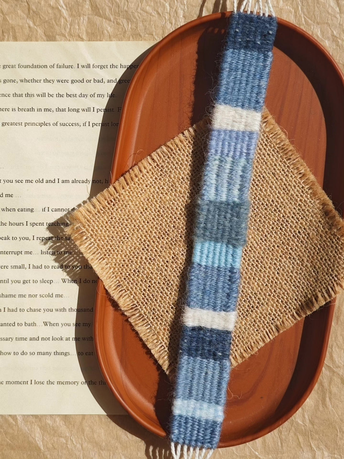 Handwoven Wrist Strap Moonlight White Blue Stripes