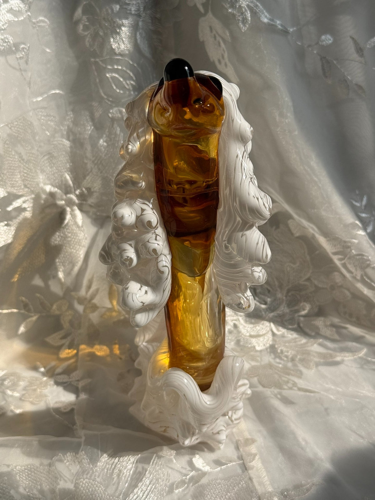 Amber Glass Poodle Figurine
