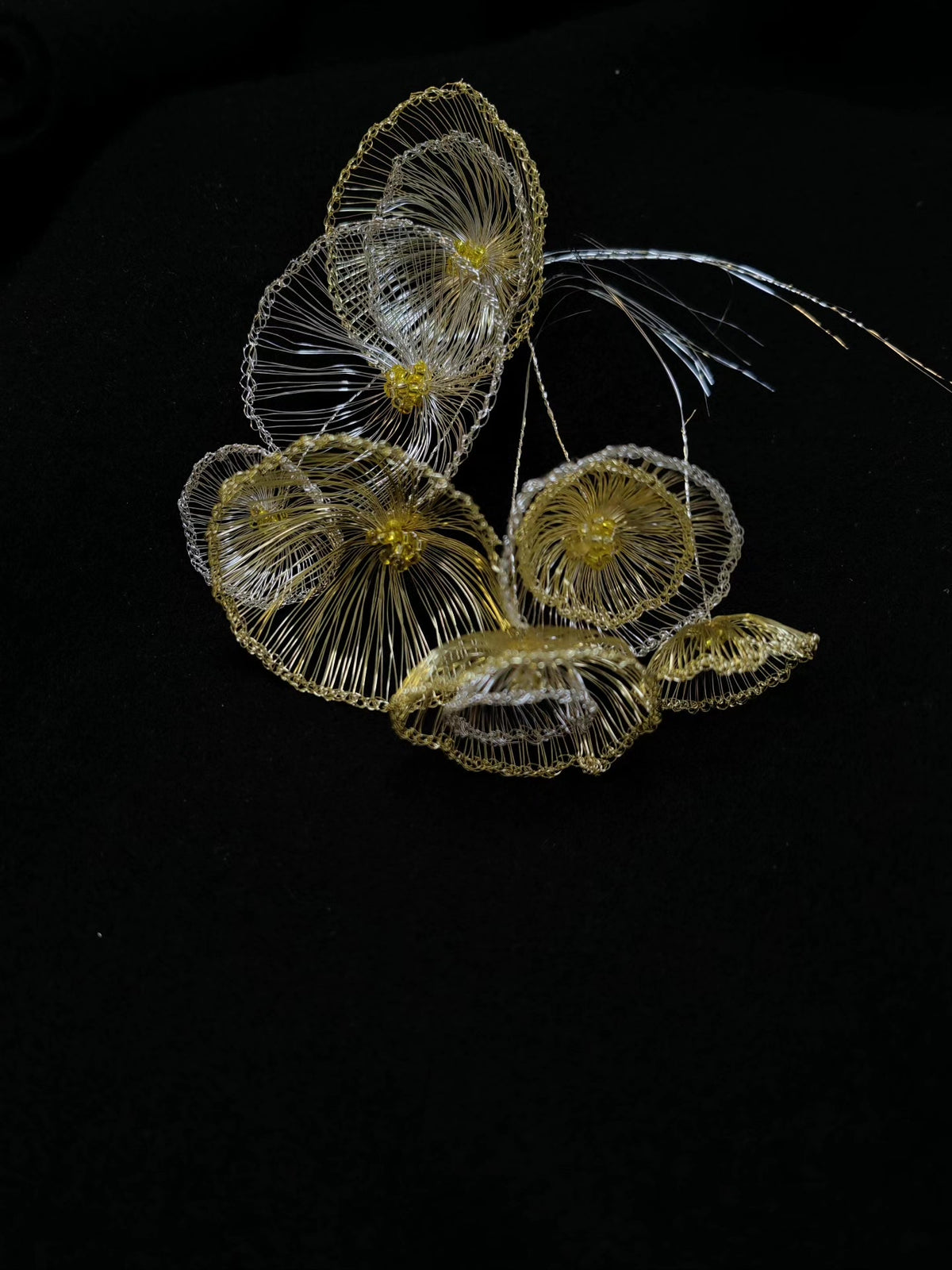 Handcrafted Wire Crochet Poppy Brooch