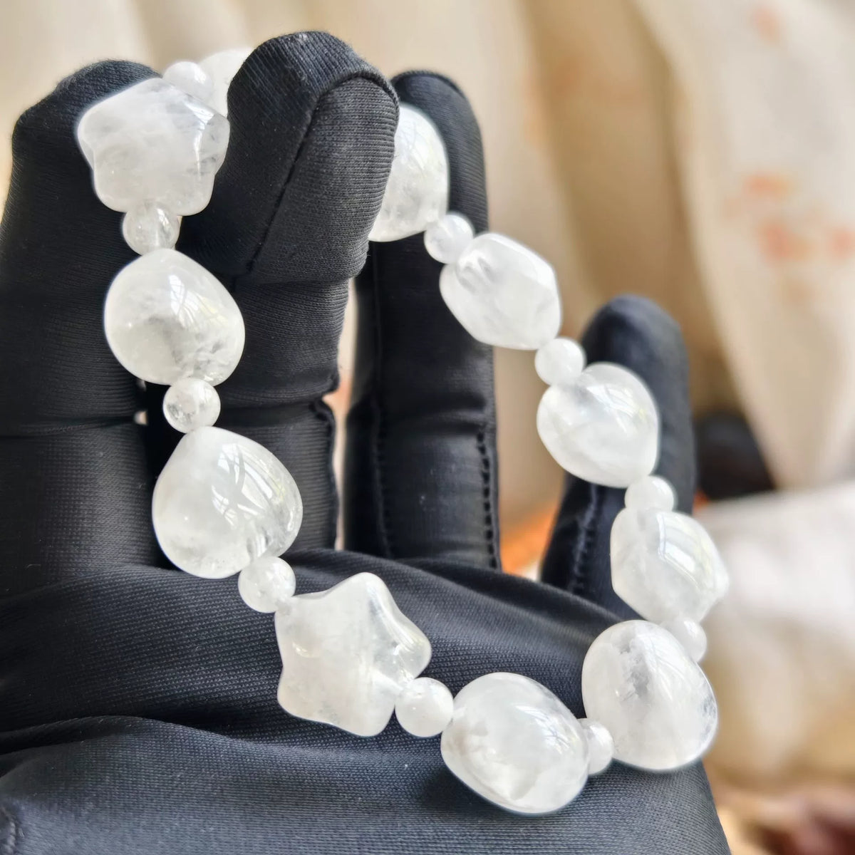 Snowflake Obsidian Star Heart Beaded Bracelet