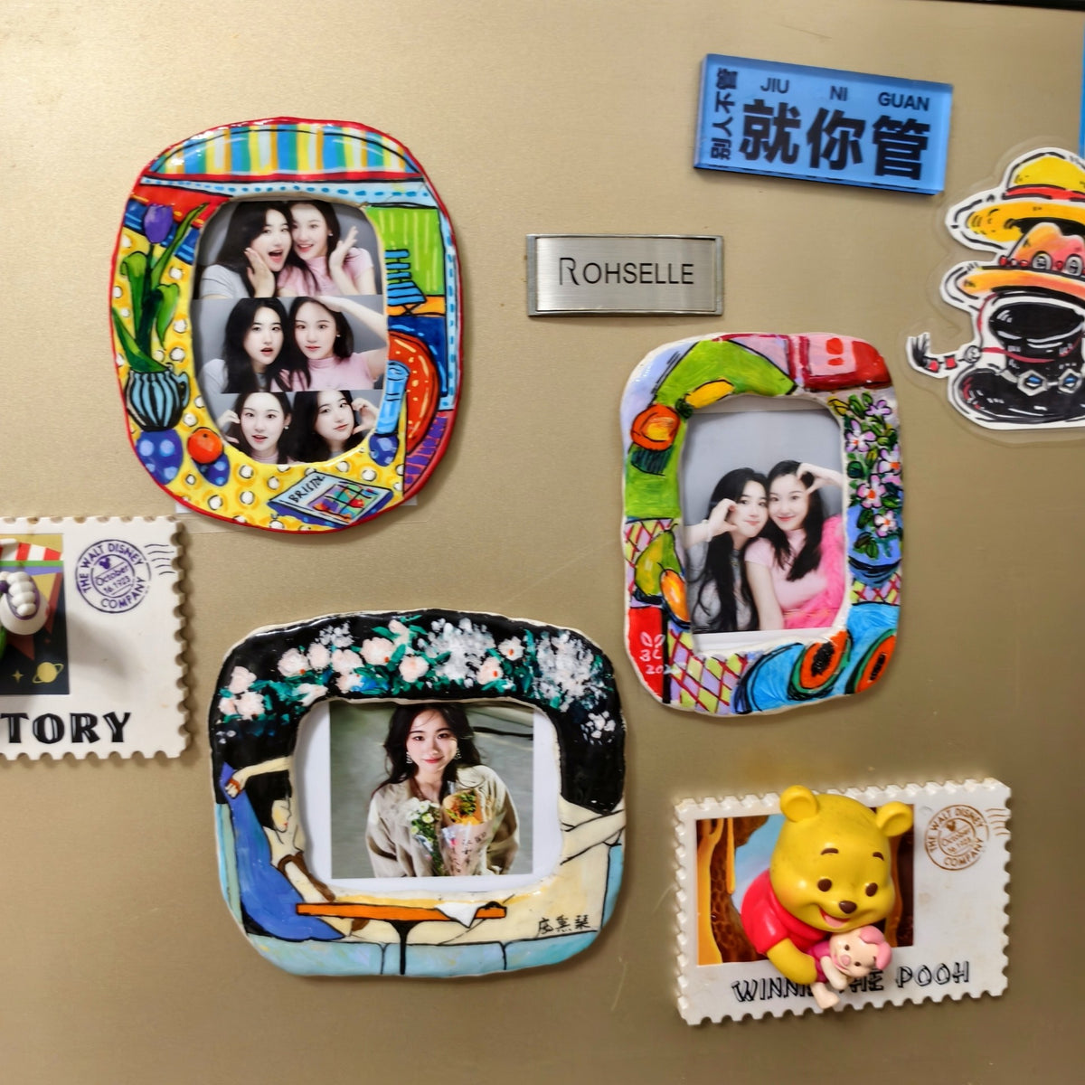 ハンドメイド ストーンクレイ フォトフレームマグネット