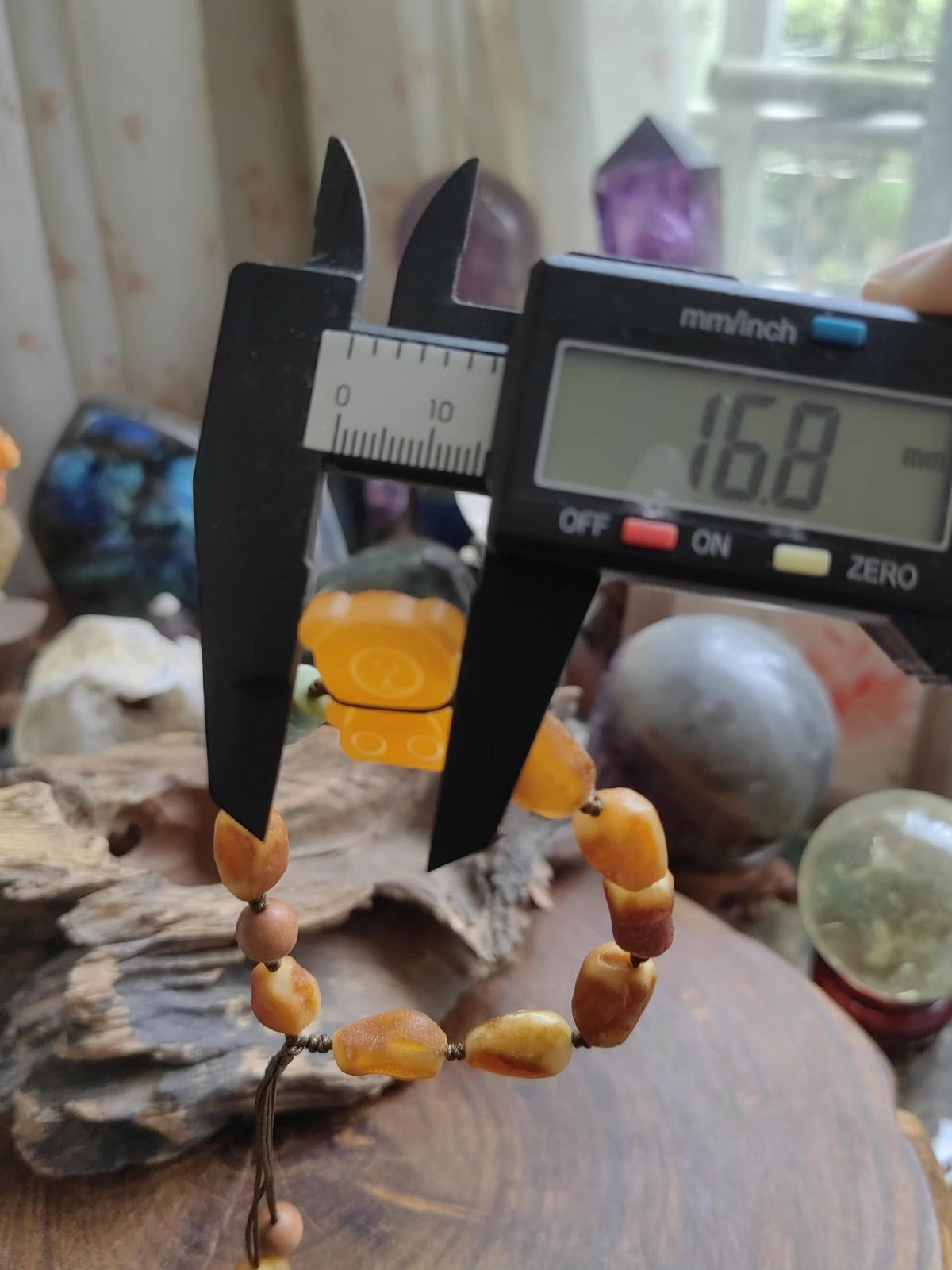 Handmade Raw Amber Bear Charm Bracelet