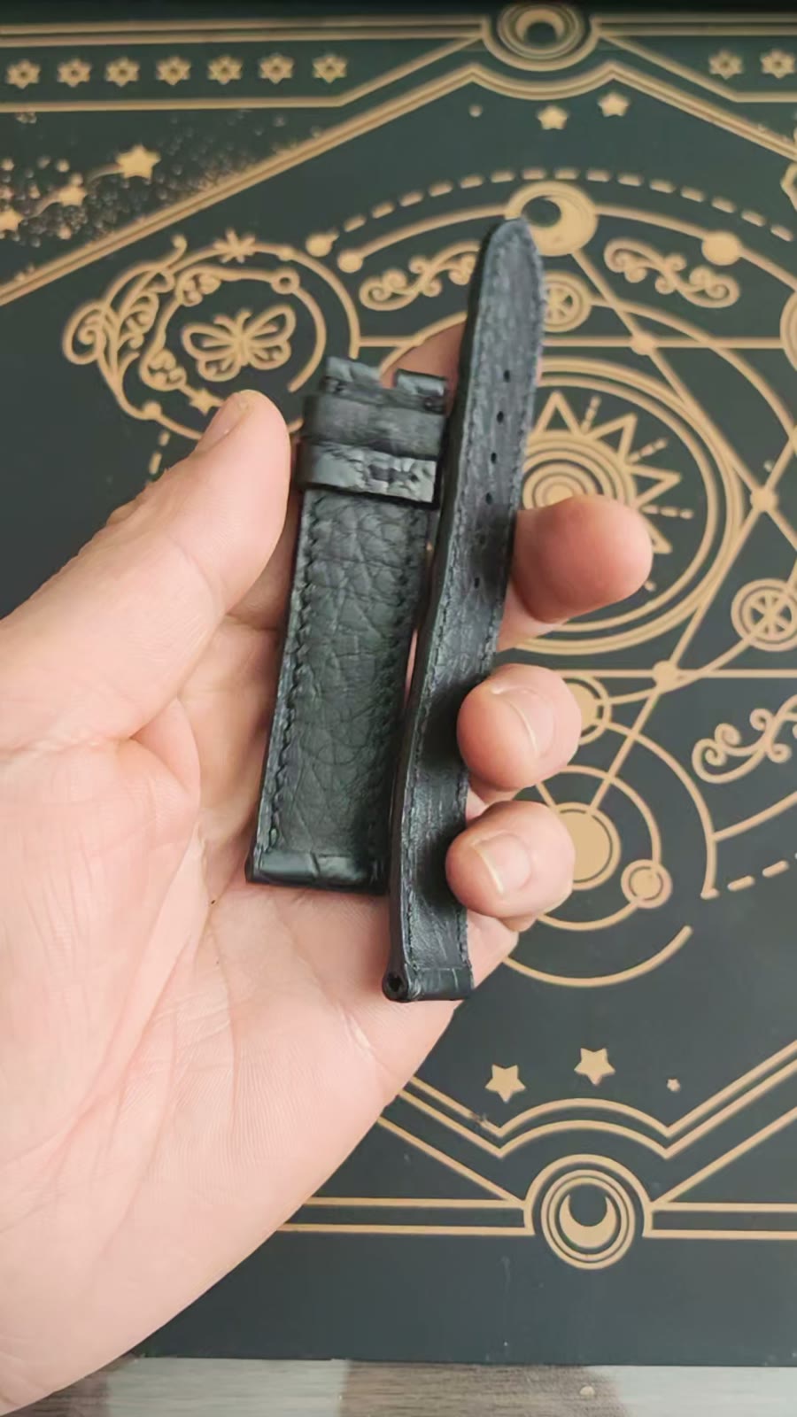 Black Crocodile Leather Watch Strap 21mm