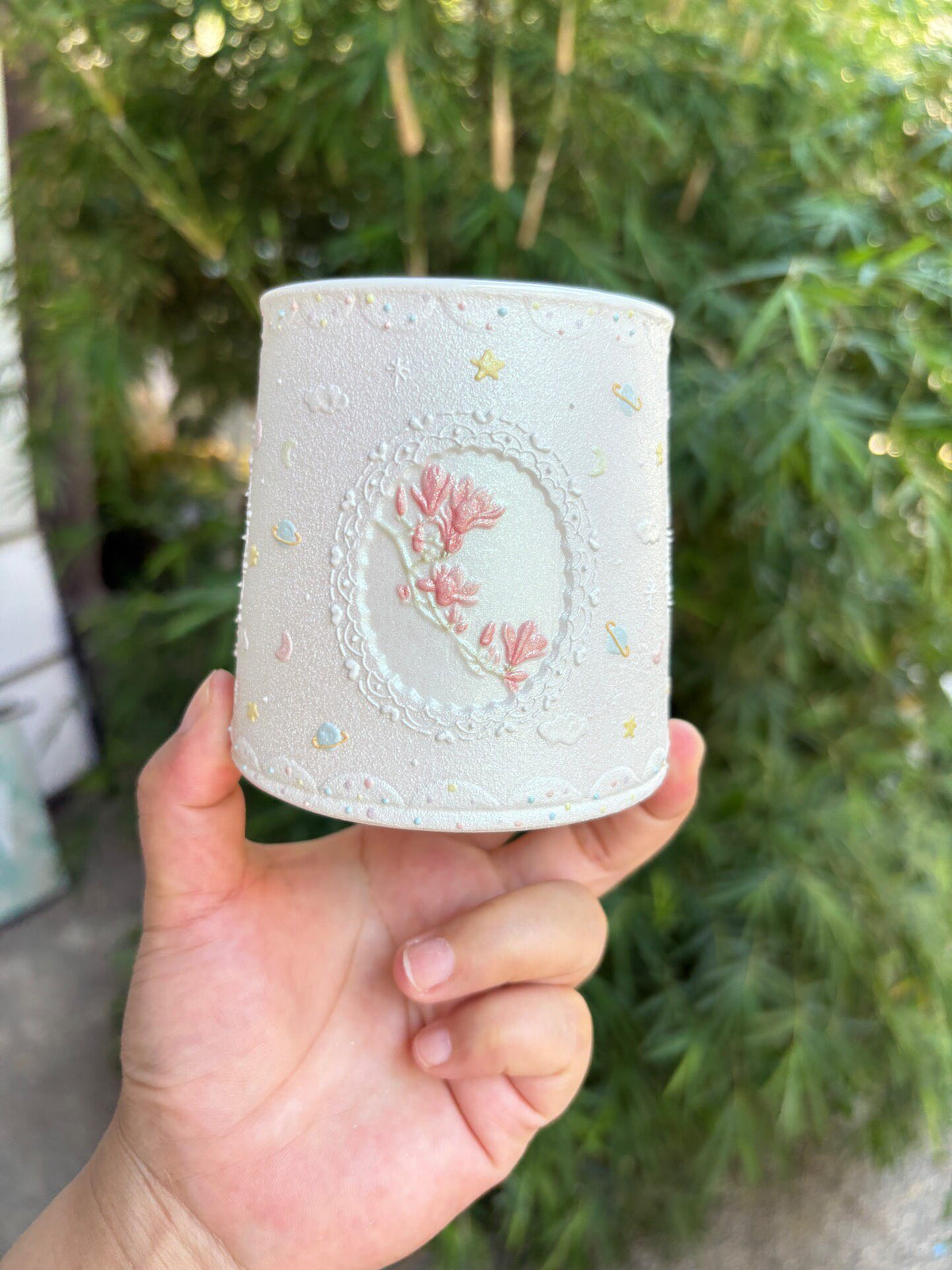 Ceramic Mug with Raised Floral Design
