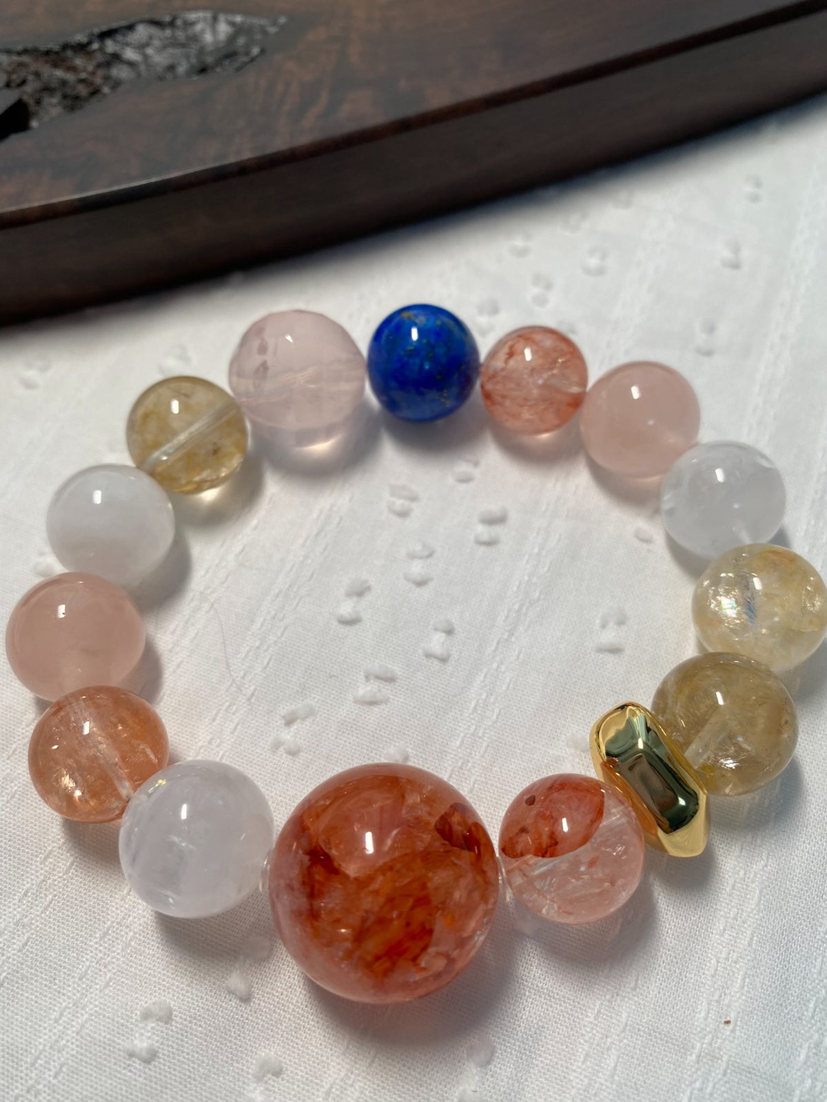 Multi-Gemstone Crystal Bracelet with Quartz Inclusions
