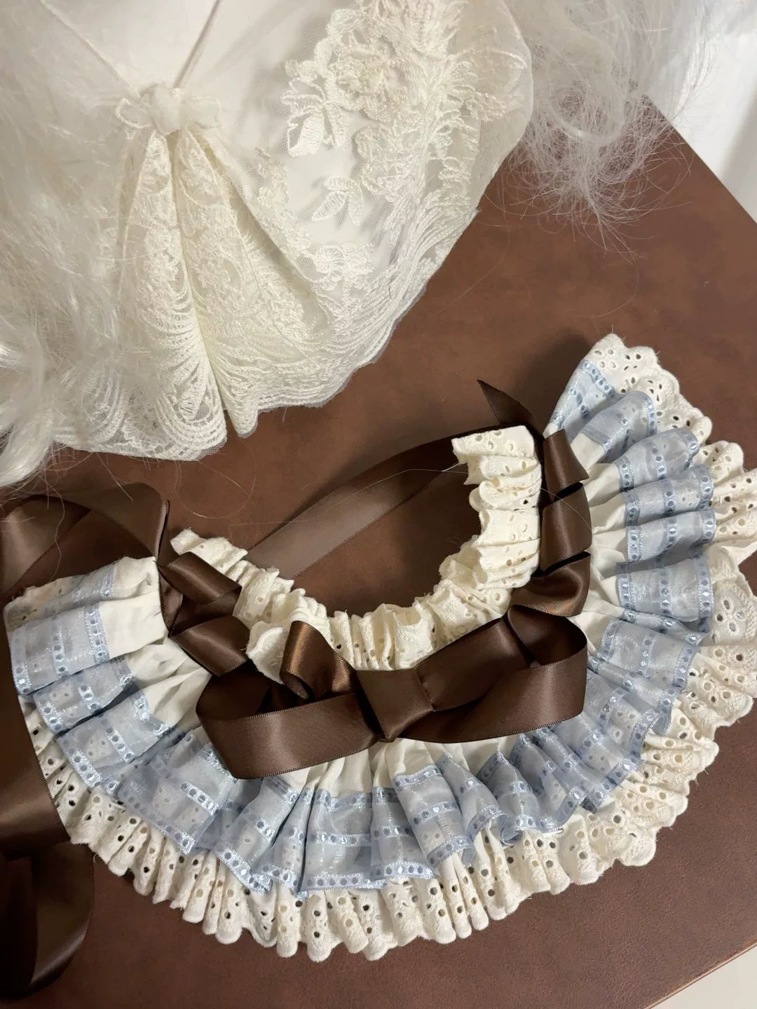 Graublaues Baumwoll-Lolita-Haube-Haarband