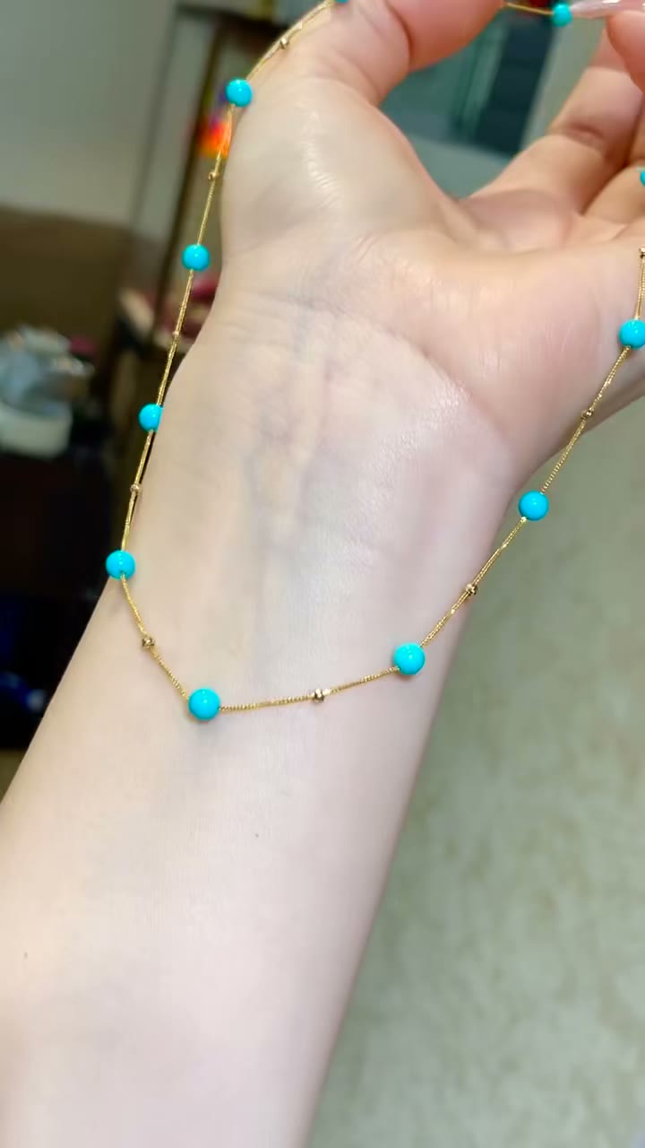 18k Gold Sleeping Beauty Turquoise Necklace