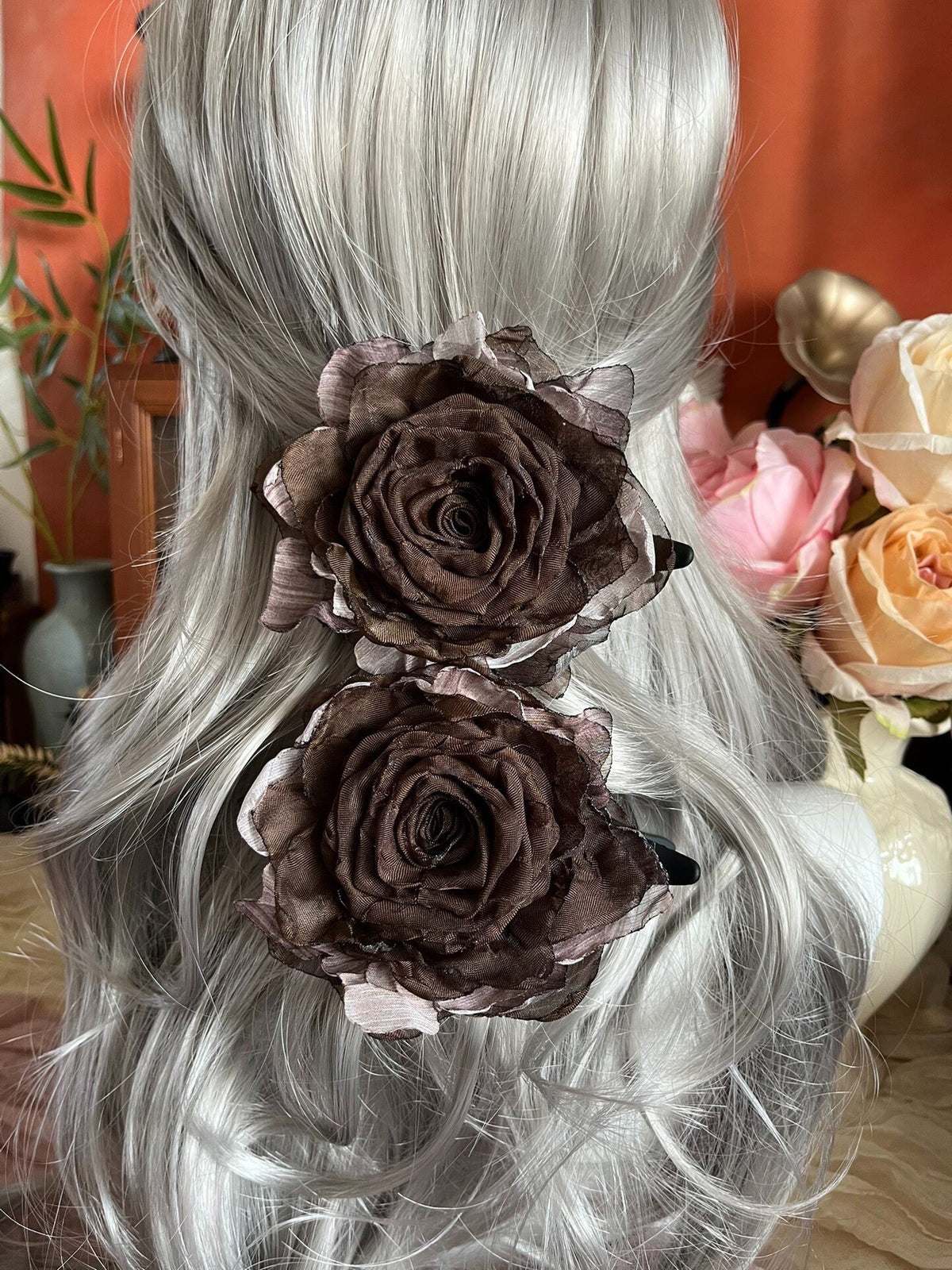 Gancho de Cabelo Artesanal com Rosa de Tecido