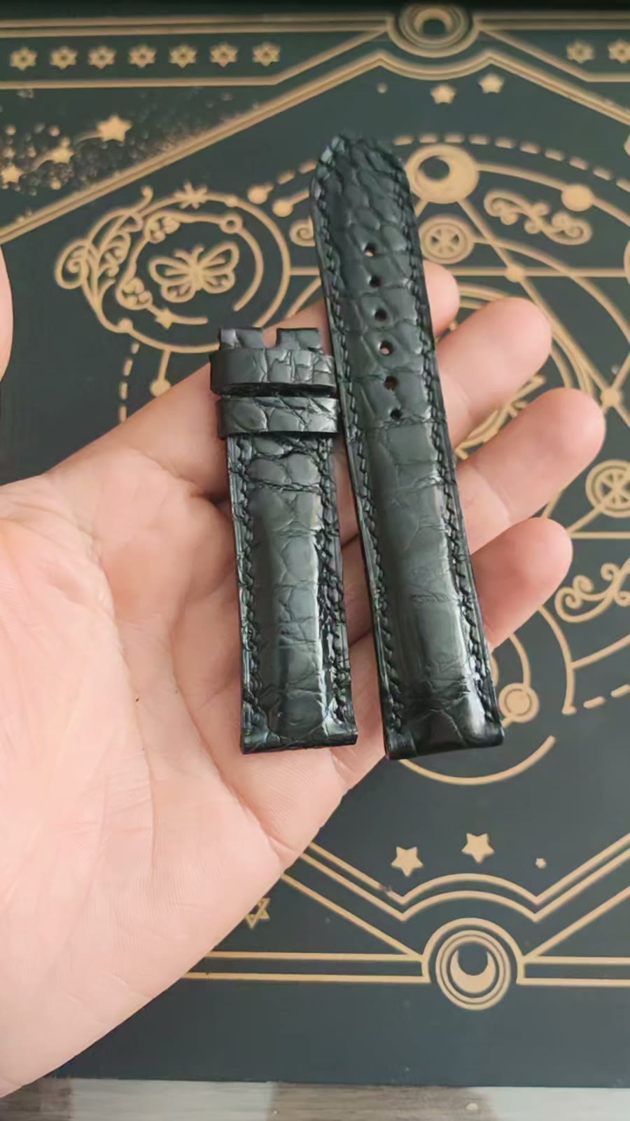 Black Crocodile Leather Watch Strap 21mm