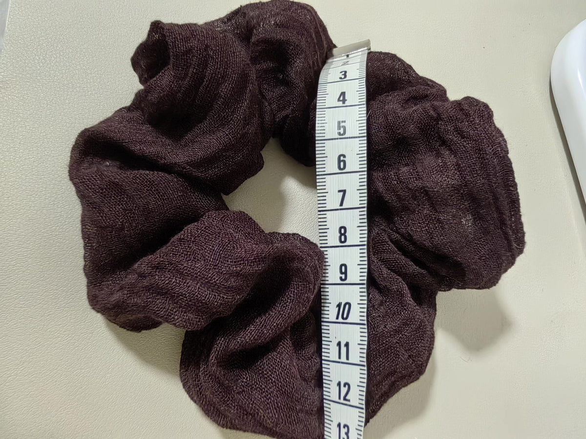 Reddish Brown Ramie Ruffled Scrunchie