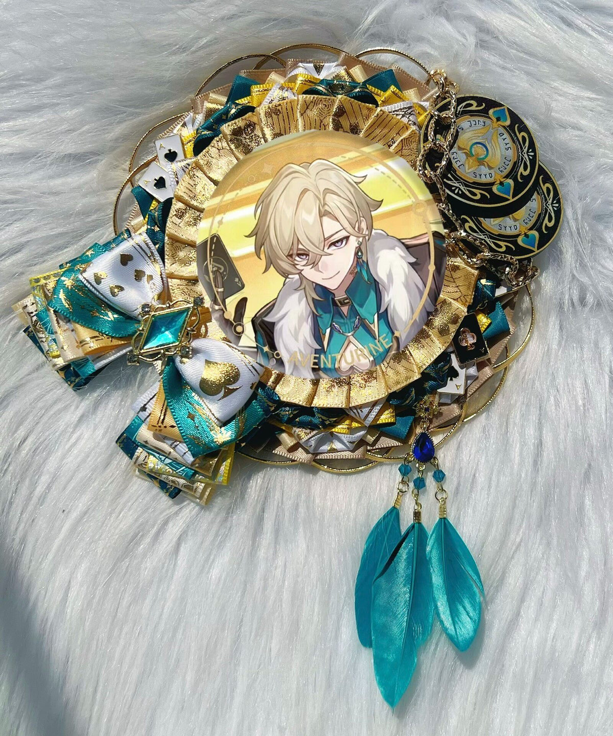 75mm Badge Holder Ribbon Stand with Teal Gem